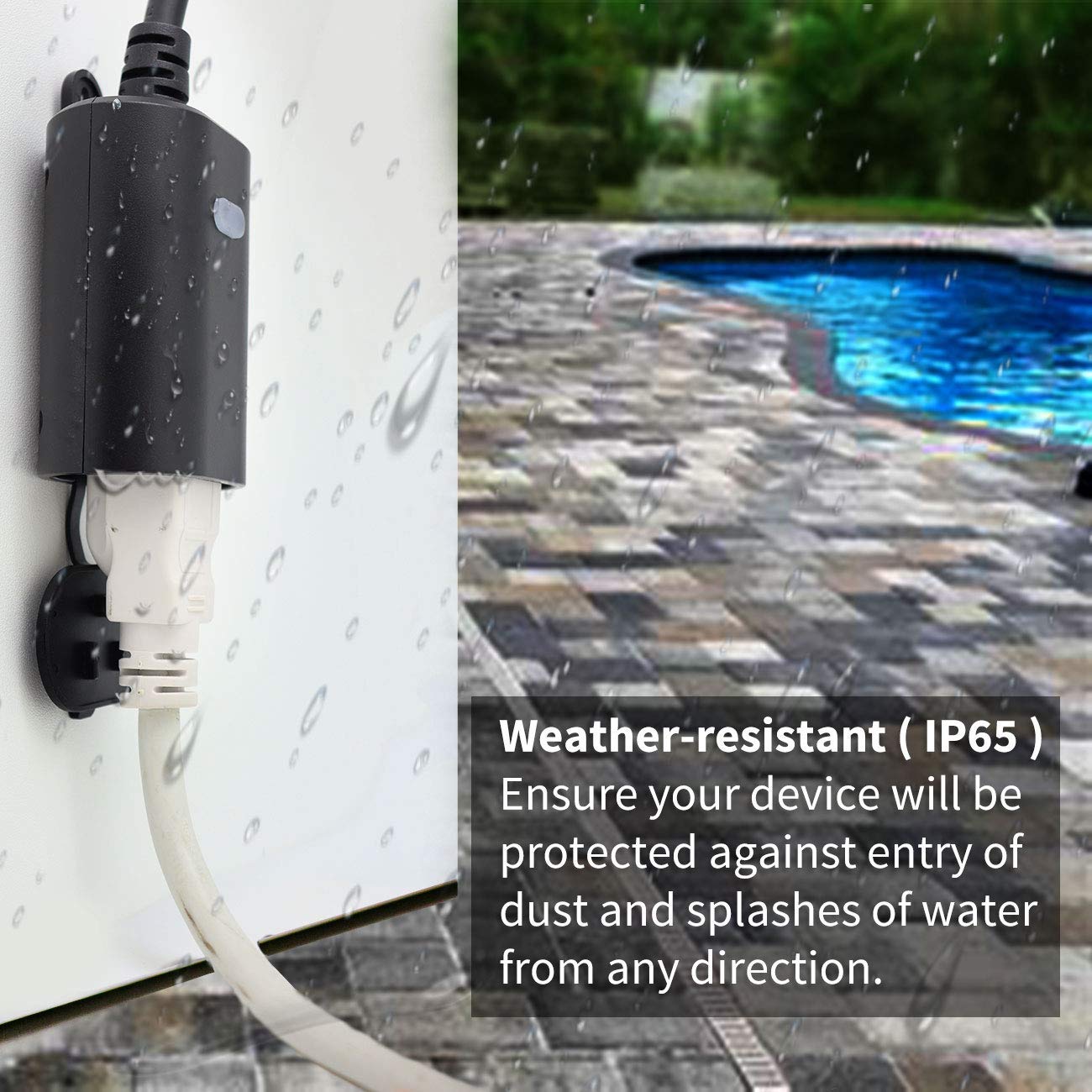 Minoston Zwave Outlet Plug, 800 Series Outdoor Z-Wave LR Smart Plug, On/Off Switch, Z Wave Hub Required, IP65 Weather-Resistant Waterproof, Built-in Repeater, Compatible with SmartThings Black (MP22Z)