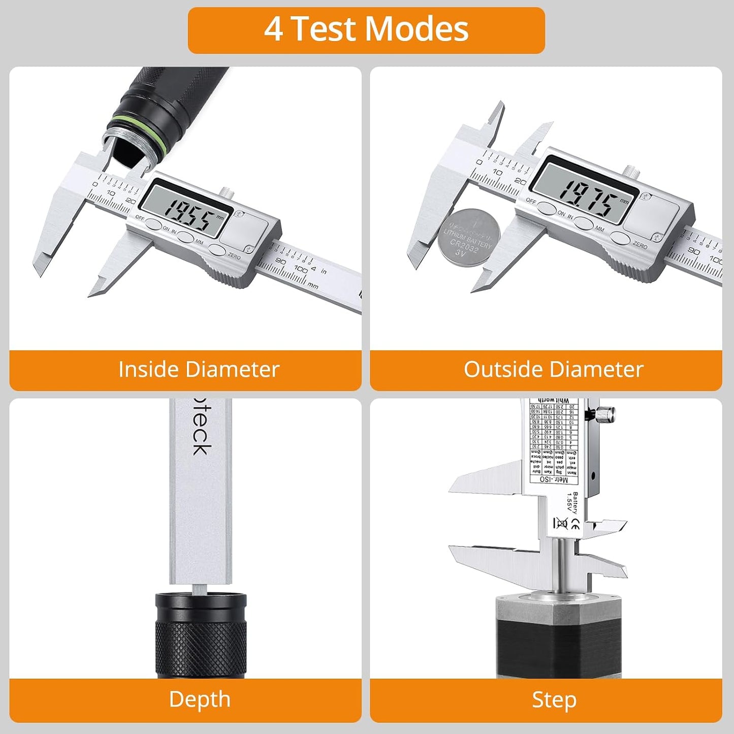 Neoteck 4 inch/100mm Digital Caliper, Stainless Steel Metal Mini Caliper | Electronic Calipers Measuring Tool with inch/mm Conversion, Large LCD Screen for Jewelry,Thickness/Dimensional Measurement