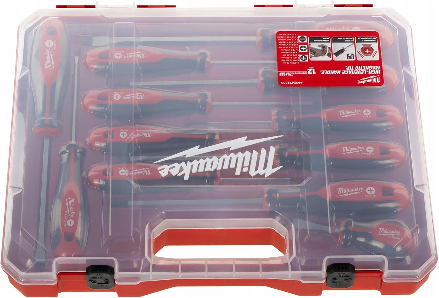 Milwaukee Set of 12 Tri-Lobe Screwdrivers 4932472003,Red