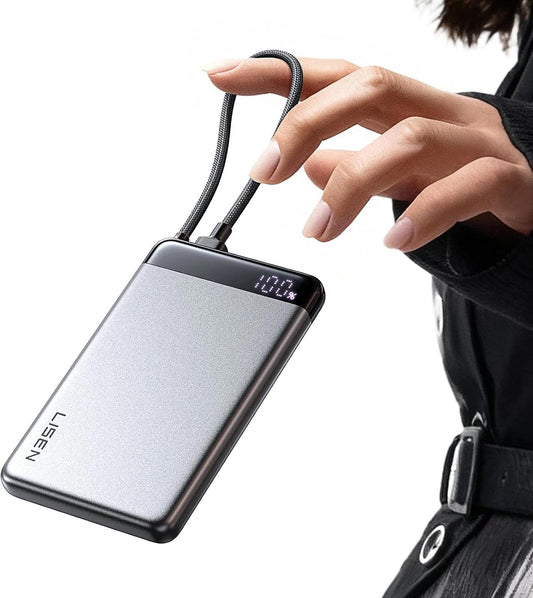 LISEN CCC Certified [Metal Alloy] 0.5" Ultra Slim 10000mAh Power Bank 3C, TSA Approved Airplane Travel Essentials, Portable Charger USB C Fast Charging for iPhone 17 Air 16 15 Pro Samsung Galaxy S26