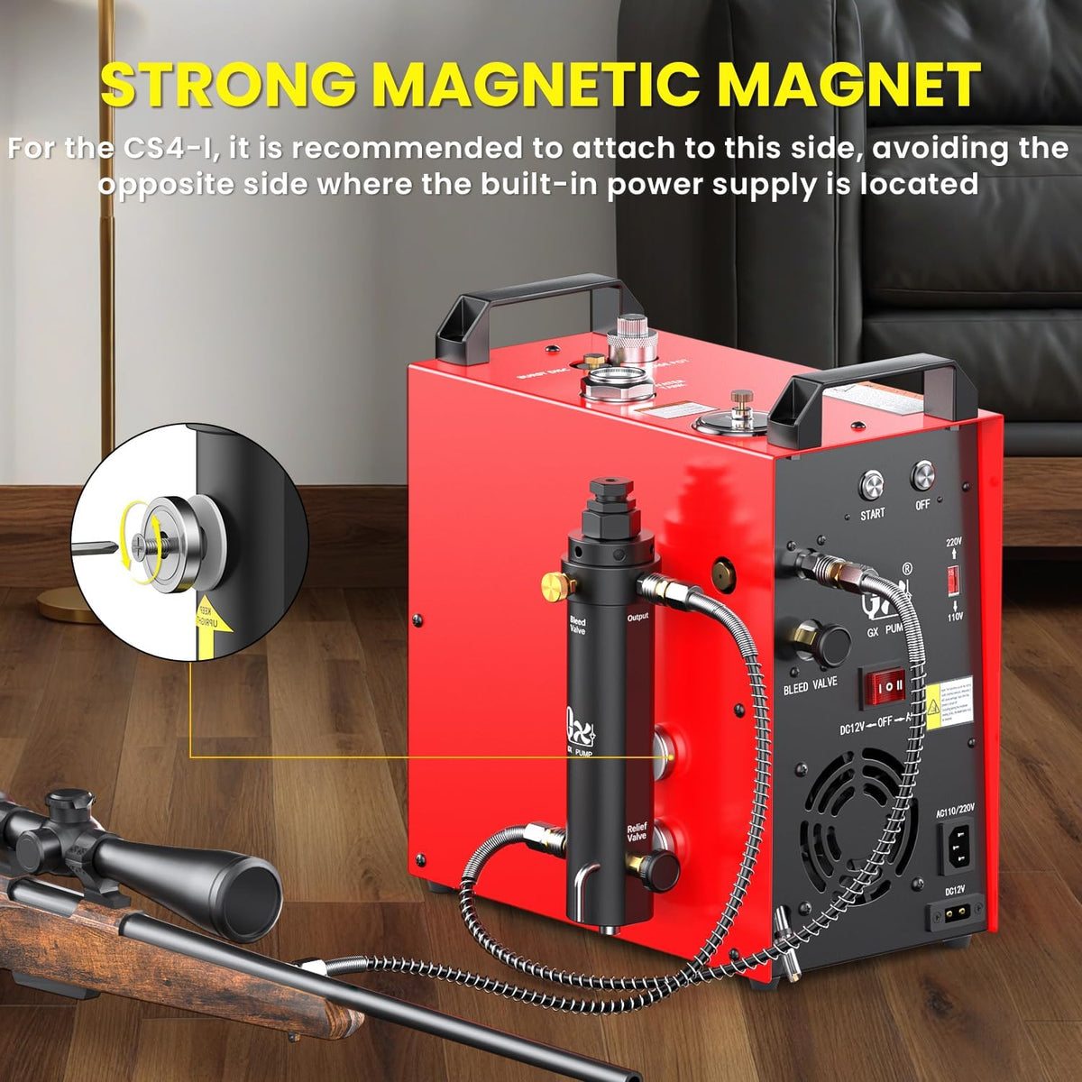 GX-PUMP Professional-Grade High Pressure PCP Air Compressor Filter | with Pressure Maintaining Function- 5800PSI Oil/Water Separator, Magnetic or Screw Mounting ,Dry Air Intake for Paintball