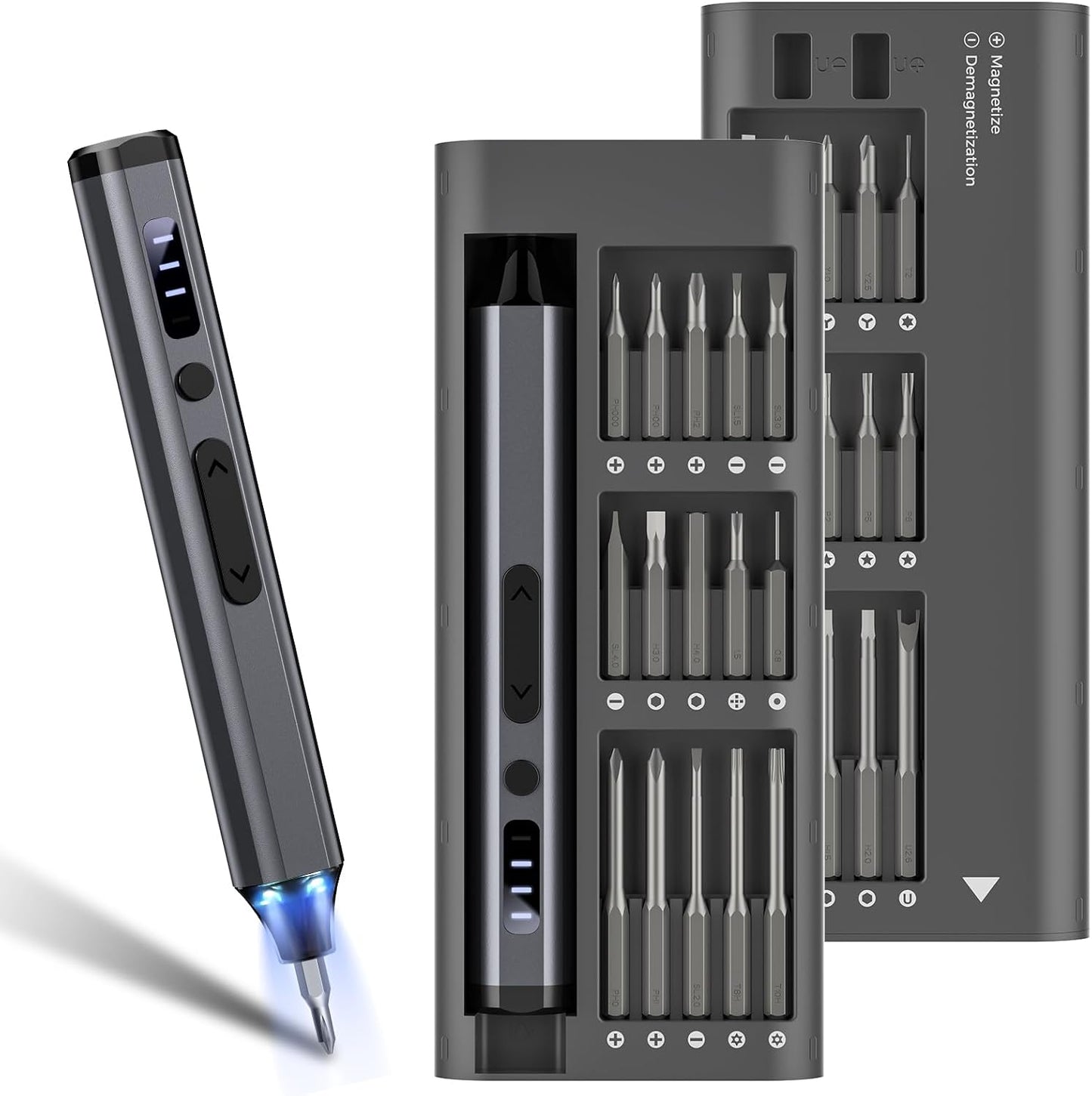 34-in-1 Precision Electric Screwdriver Set, Mini Cordless Magnetic Screwdriver with 30 S2 Steel Bits, 4 Torque Settings, USB-C Rechargeable Electronics Repair Tool Kit for iPhone Laptop PC Camera