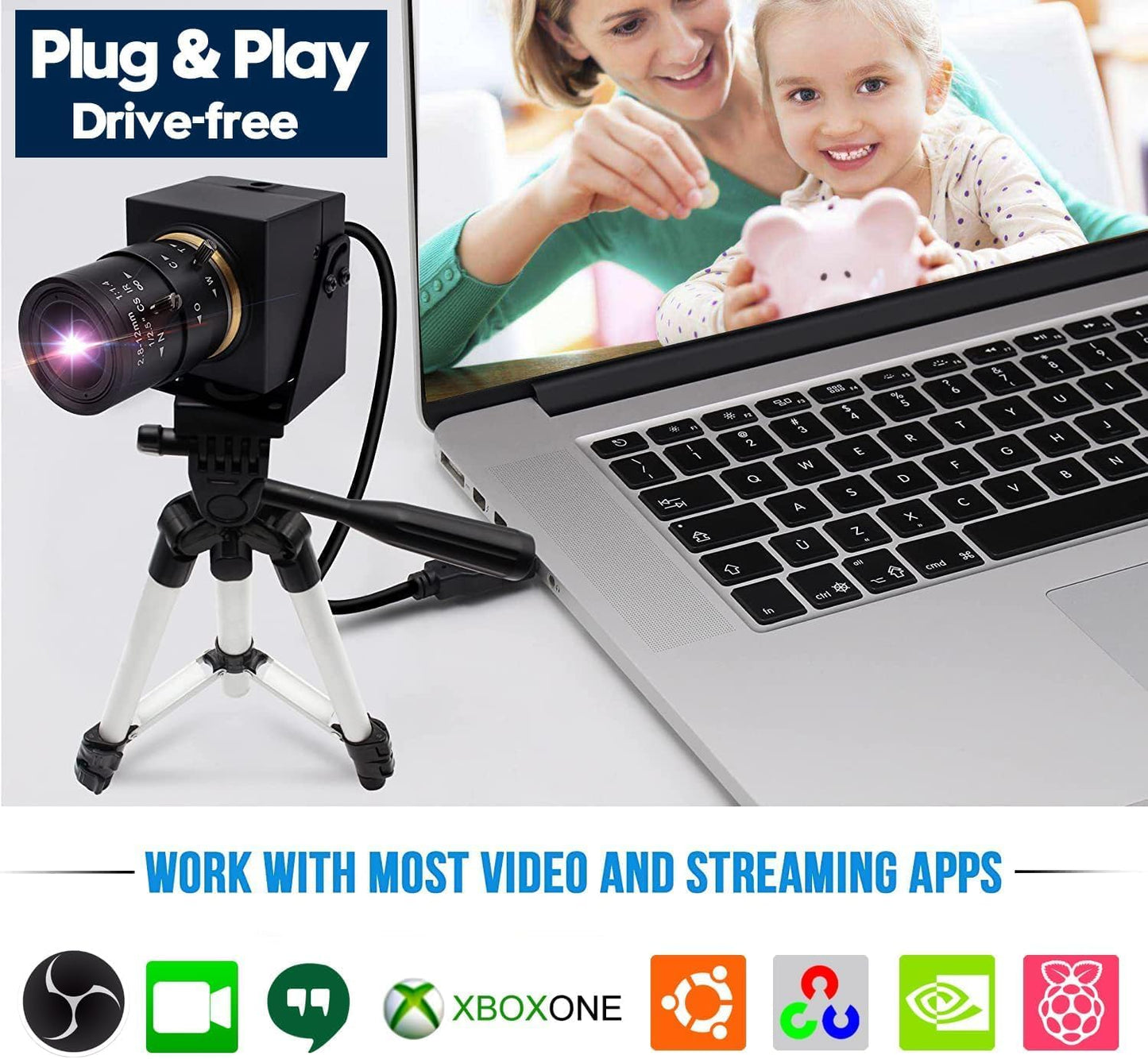 SVPRO 1080P USB Webcam with Telephoto 5-50mm Lens, Full HD Computer Camera 100fps/60fps/30fps for Windows/Mac/Linux/Android
