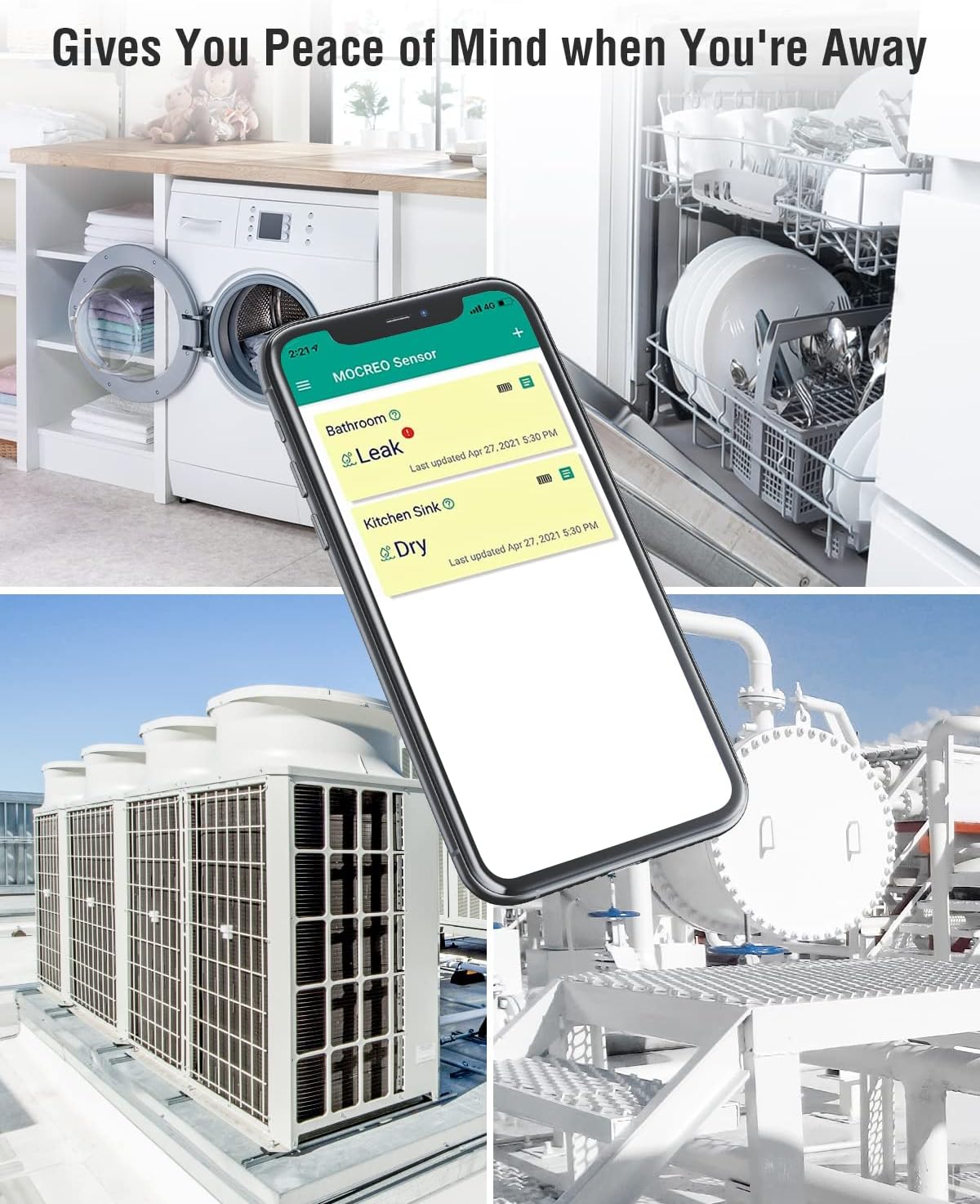 MOCREO SW2 Water Leak Detector Sensor with 95dB Alarm, No Subscription Fee, Home Wireless Flood Monitor for Basement, Laundry, Pipe Leakage, Sink Overflow(MOCREO Hub Required)
