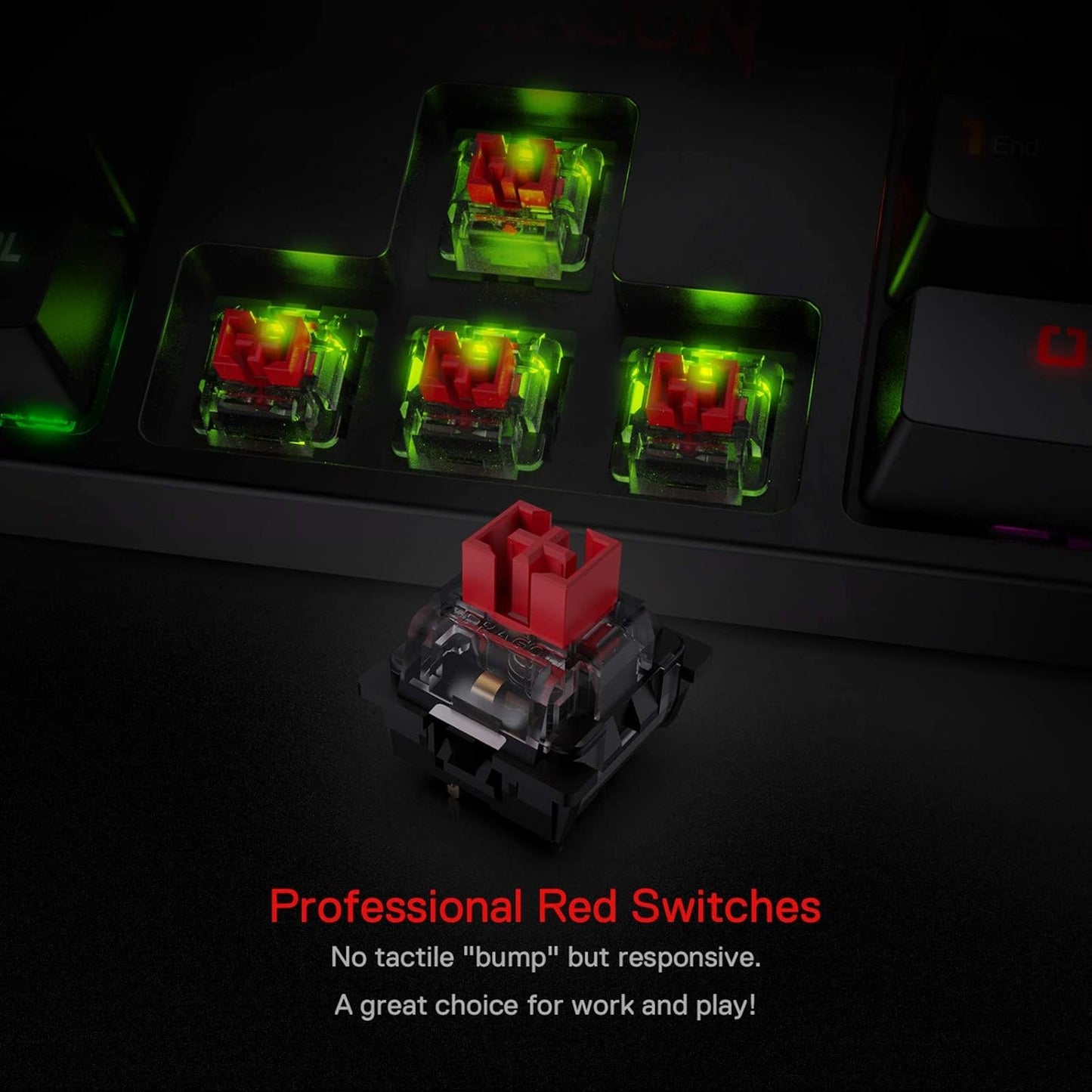 Redragon K582 Wired RGB Mechanical Gaming Keyboard, 104-Key Standard Layout | 16.8M Color Immersive eSports Lighting Vibe, N-Key Rollover for Accurate Combos, 50M-Keystroke Durability, Customize Software
