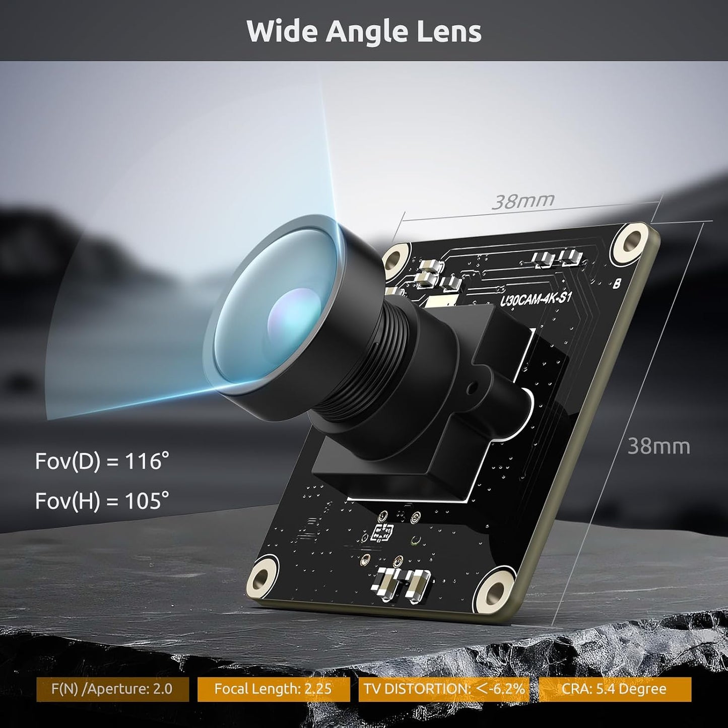 USB 3.0 UVC Camera Module with IMX415 Sensor, 4K@30FPS & 1080P@60FPS, Plug and Play for Windows/Linux/Mac/Android/Raspberry Pi/Jetson Nano/ARM Boards