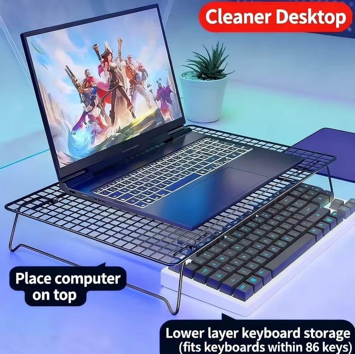 Extra Large Foldable Cooling Rack - Multi-Purpose Baking Cooling Rack for Cakes, Breads, Laptop Stand for Computer Cooling, Grill Rack with Foldable Legs (16.85" x 11.05")