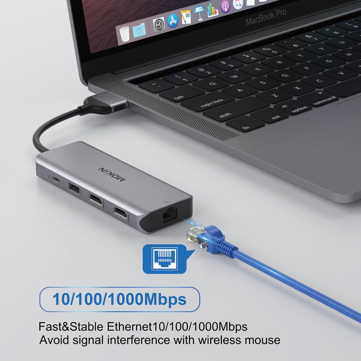 MacBook Pro Docking Station Dual Monitor MacBook Pro HDMI Adapter,9 in 1 USB C Adapters for MacBookPro Air Mac HDMI Dock Dongle Dual USB C to Dual HDMI Ethernet 3USB SD/TF100W PD
