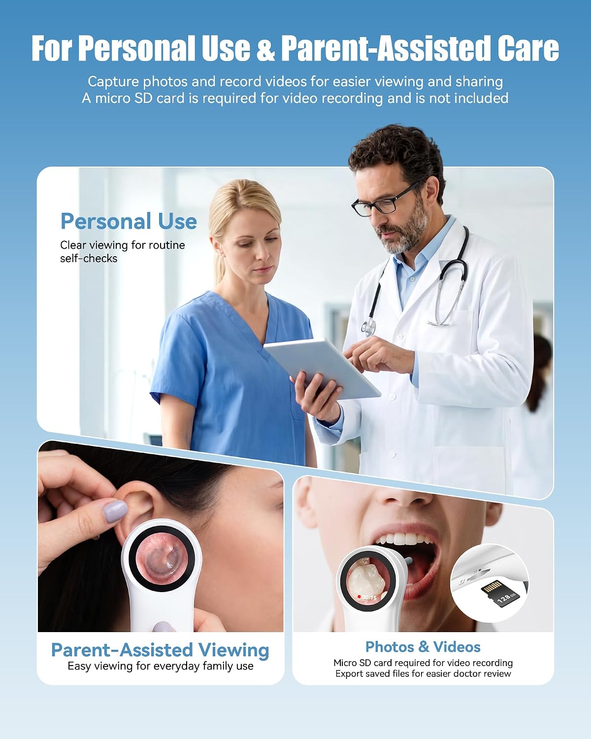 Otoscope Ear Camera with Light, Ear Wax Removal Camera for Adults Kids | 1080P HD Ear Camera with 1.21" Screen, 4 LED Lights and Adjustable Camera for Clear Real-Time Ear Inspection