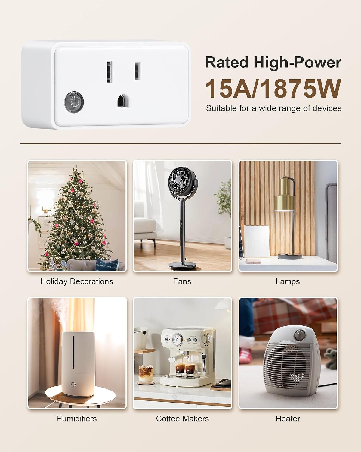 Remote Control Outlet Wireless Wall Mounted Light Switch, 3 Independent Control Outlets, 200FT RF Range, Mini Outlet Plug, 15A/1875W High-Power for Lamps, Lights, Household Appliances, ETL Listed