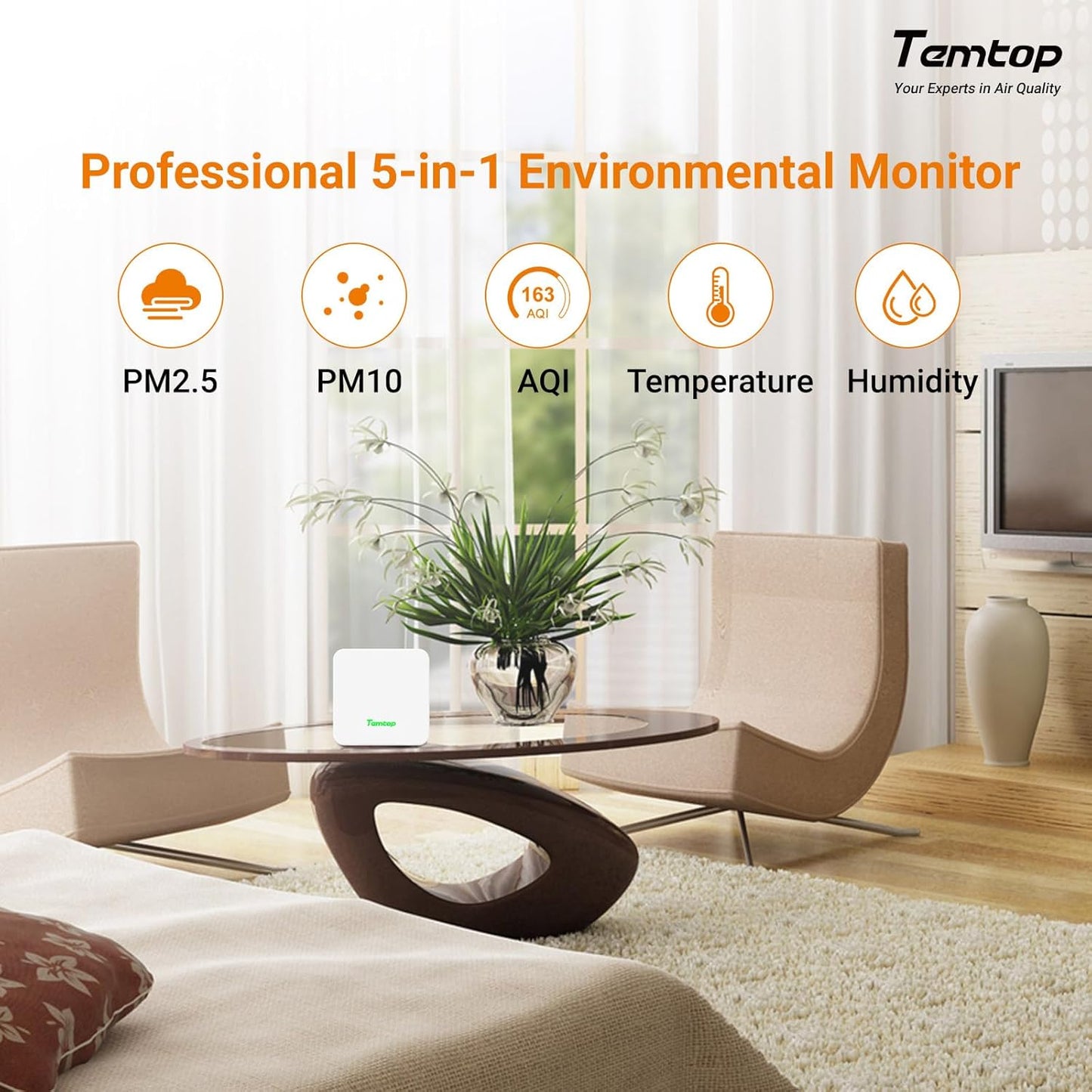 Temtop Ultimate Air Quality Monitoring System: M100 2nd Gen Master Unit with P1 (PM2.5/PM10) & P2 (CO2/PM2.5/PM10) Sensors for Comprehensive Whole-Home Coverage & Smart Insights