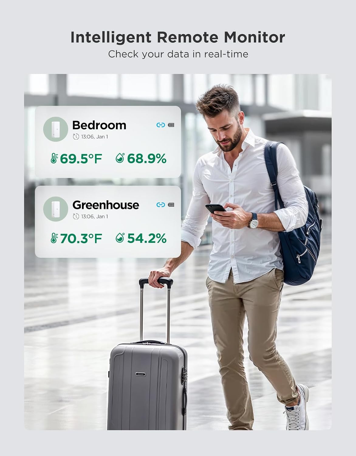 GoveeLife 2.0 WiFi Hygrometer Thermometer with Gateway, Mini Sensor 6-Pack | Temperature and humidity monitor with APP alert, 2yr data & battery, indoor for wine cellar/bedroom/basement, 2.4G Wi-Fi only