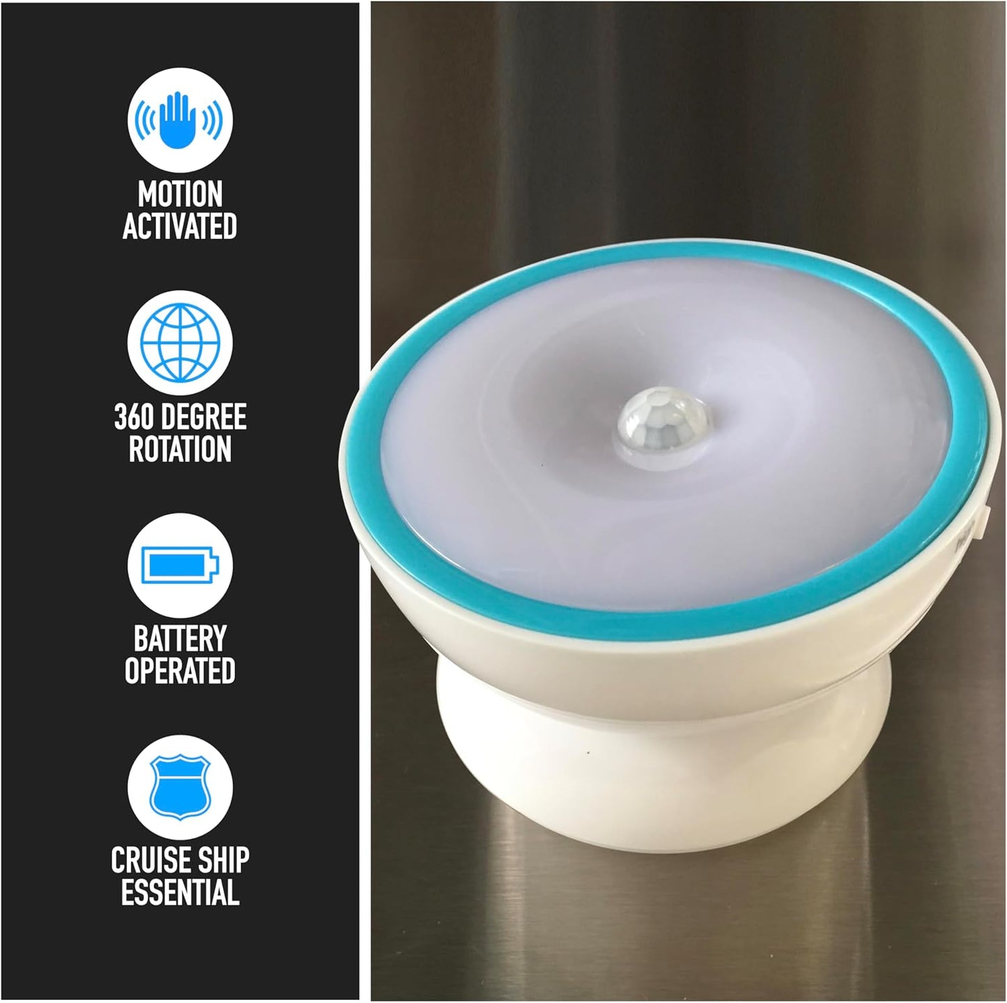 Motion-Activated Battery LED Light with Magnetic Base, 360° Rotating Night Lamp for Closets, Bathrooms, Hallways & Cabinets, Wireless, Easy Install, Auto Sensor for Hands-Free Illumination