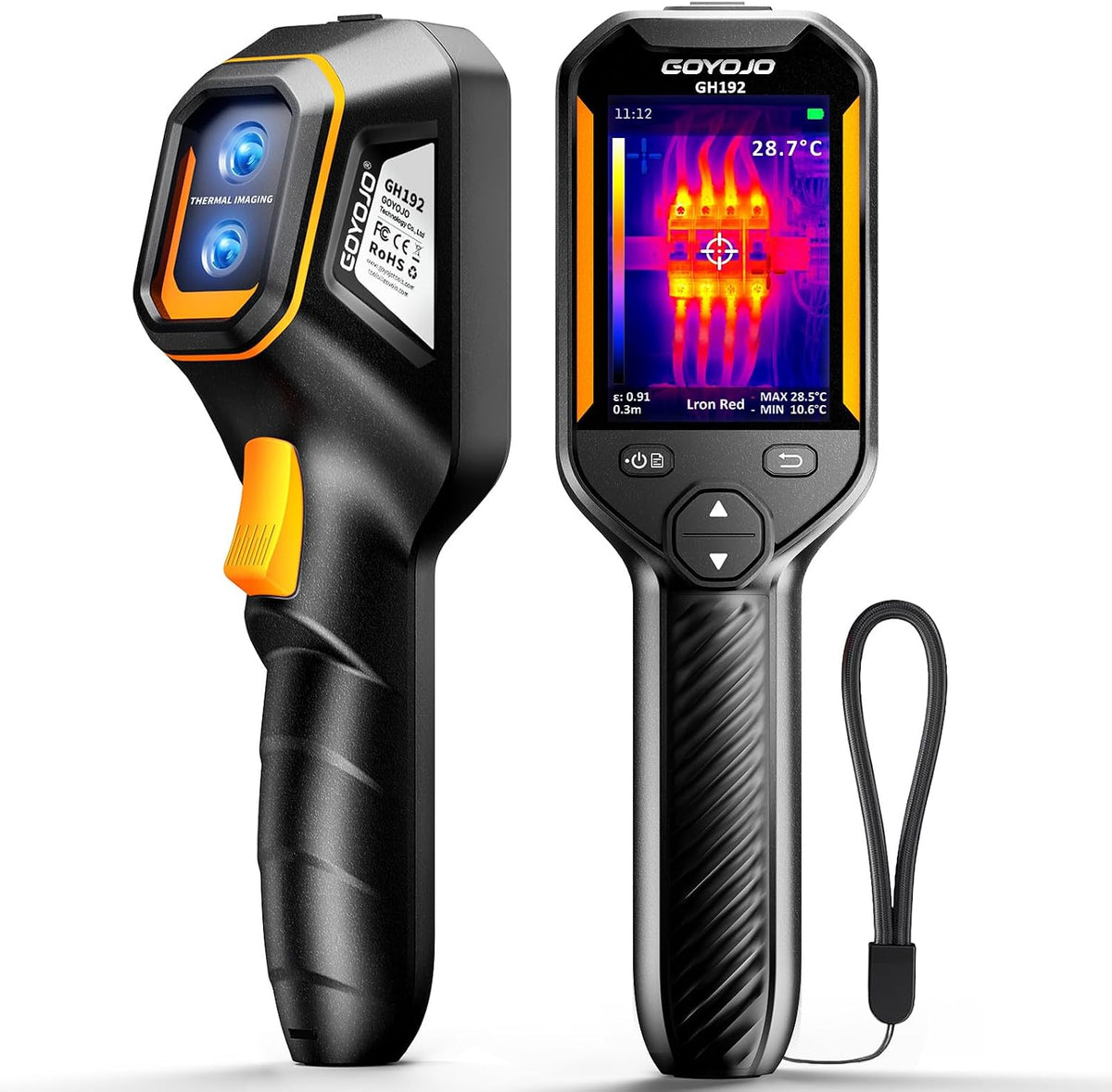 GH192 Thermal Imaging Camera 240X240 Super IR Resolution with 2MP Visual Camera and Fusion Imaging, 25Hz Handheld Thermal Imager with Alarm for Mechanical Maintenance Home HVAC Electrical Inspection