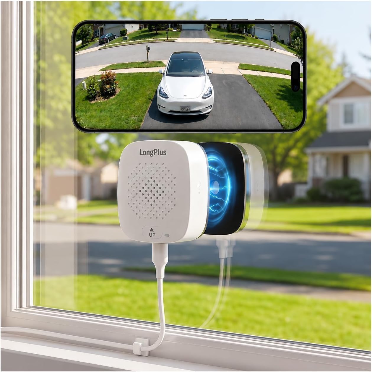 LongPlus 5MP 3K Window Camera for Home Security, WiFi6 Safeview Camera | Blacklight Full-Color Night Vision, Anti-Glare, 24/7 Recording, Person/Car Detection, No-Drill Installation, SD/Cloud