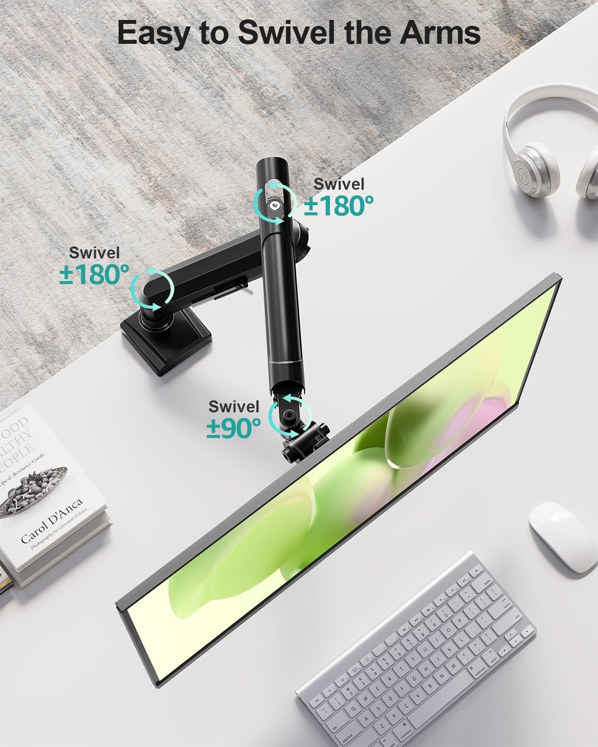 Single Monitor Desk Mount, 13-32 inch Adjustable Full Motion Monitor Arm, Computer Monitor Stand Holder with Clamp and Grommet Base, Fits 4.4 to 22lbs Screens, VESA Mount Bracket, Black, Freelift Pro