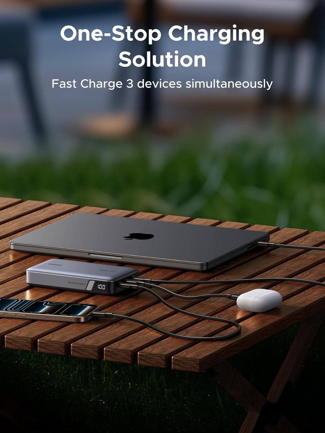 UGREEN Nexode 100W 20000mAh Power Bank, PD Fast for MacBook | Digital display, PD 3.0, 3-port fast charging. Charges iPhone 60% in 30min. Compatible with iPad, Galaxy.