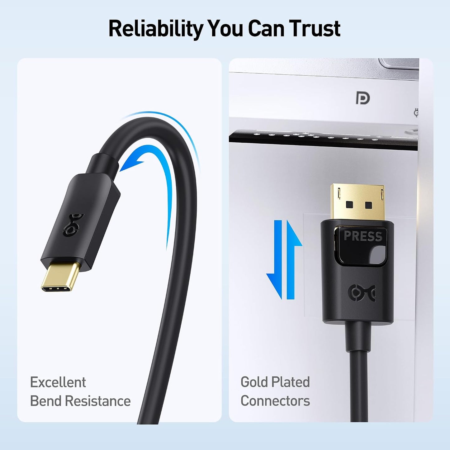 Cable Matters Unidirectional USB C to DisplayPort 1.4 Cable, 6ft | 8K@60Hz / 4K@240Hz, Not for Portable USB C Monitors, Thunderbolt 4 to DisplayPort Cable