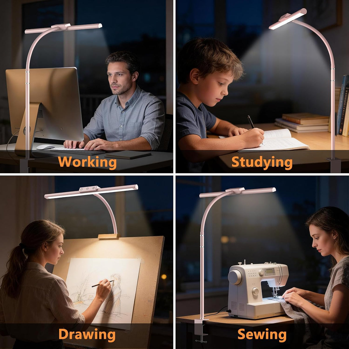 LED Desk Lamp for Home Office, Flexible Gooseneck Desk Lamp with Clamp