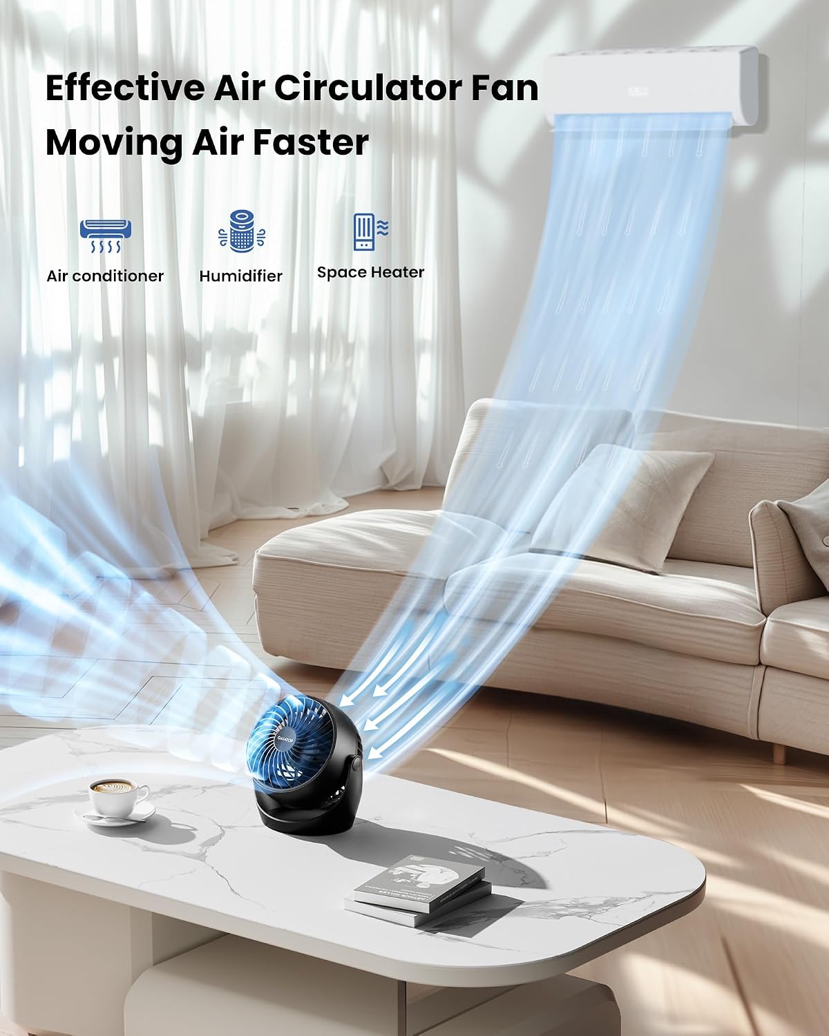 Gaiatop Desk Fan, 5-Inch Portable Electric Table Desktop Air Circulator Fan | Powerful with 3 Speed 360° Adjustable Tilt Compact Design For Cooling Home Room Bedroom Bathroom Kitchen Office