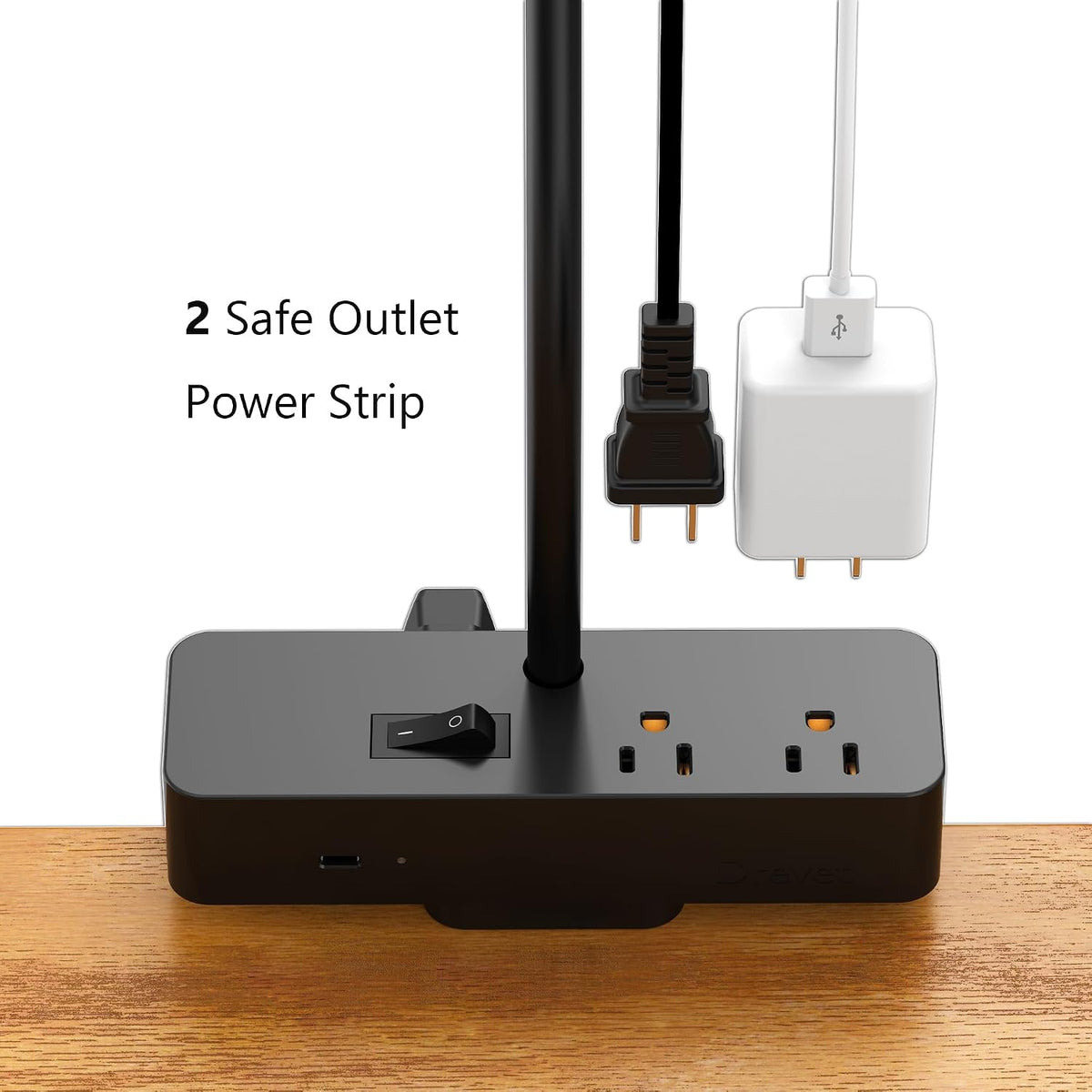 Drevet Led Desk Lamp for Office Home, Eye Caring Architect lamp with Clamp, 2AC&1USB-C Charging Port, 3 Brightness & 3 Color Modes Flexible Adjustable Lighting Table Lamp for Study Drafting