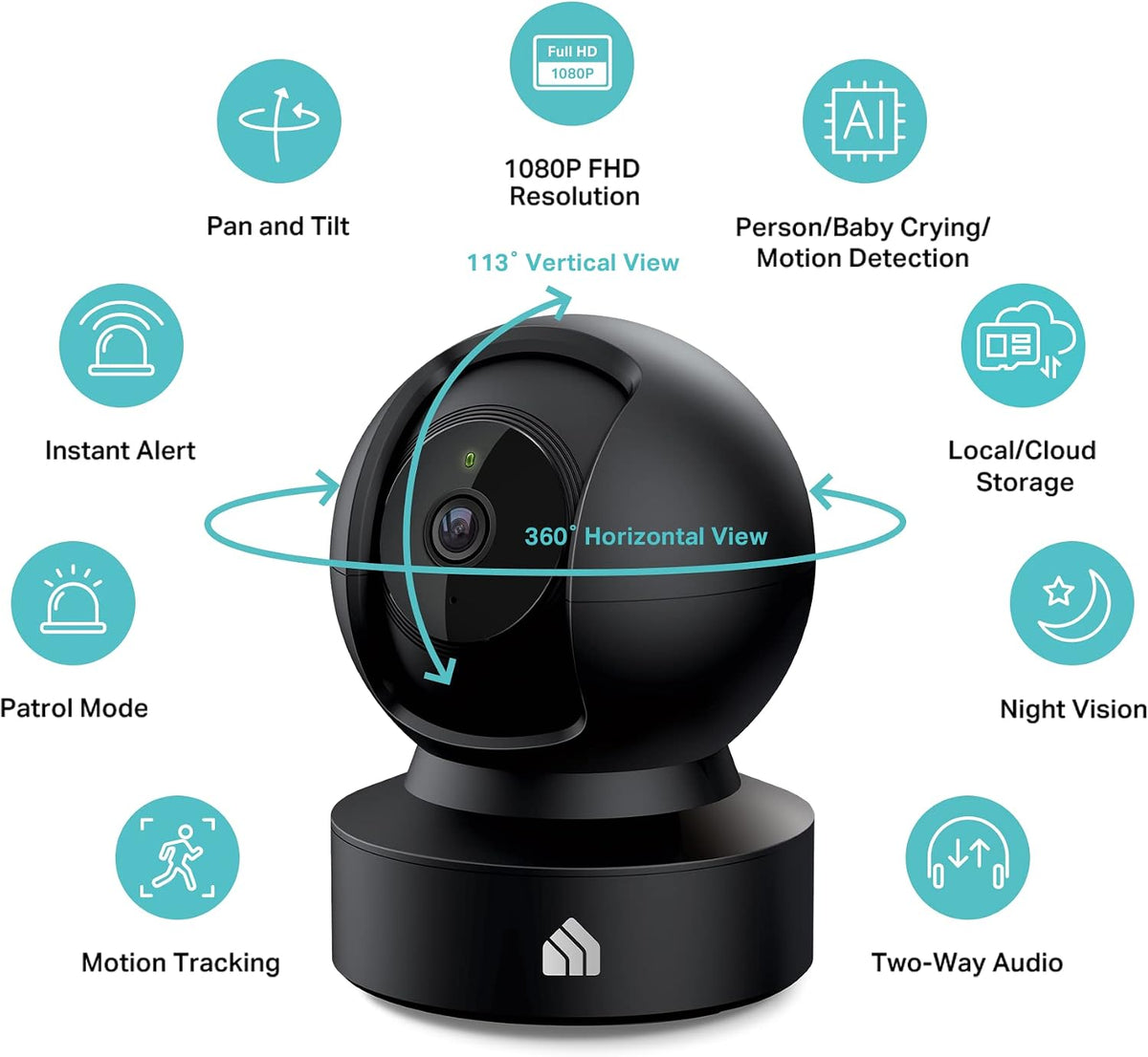Kasa 1080p Indoor Pan/Tilt Wired Security Camera, Baby & Pet Monitor, EC71