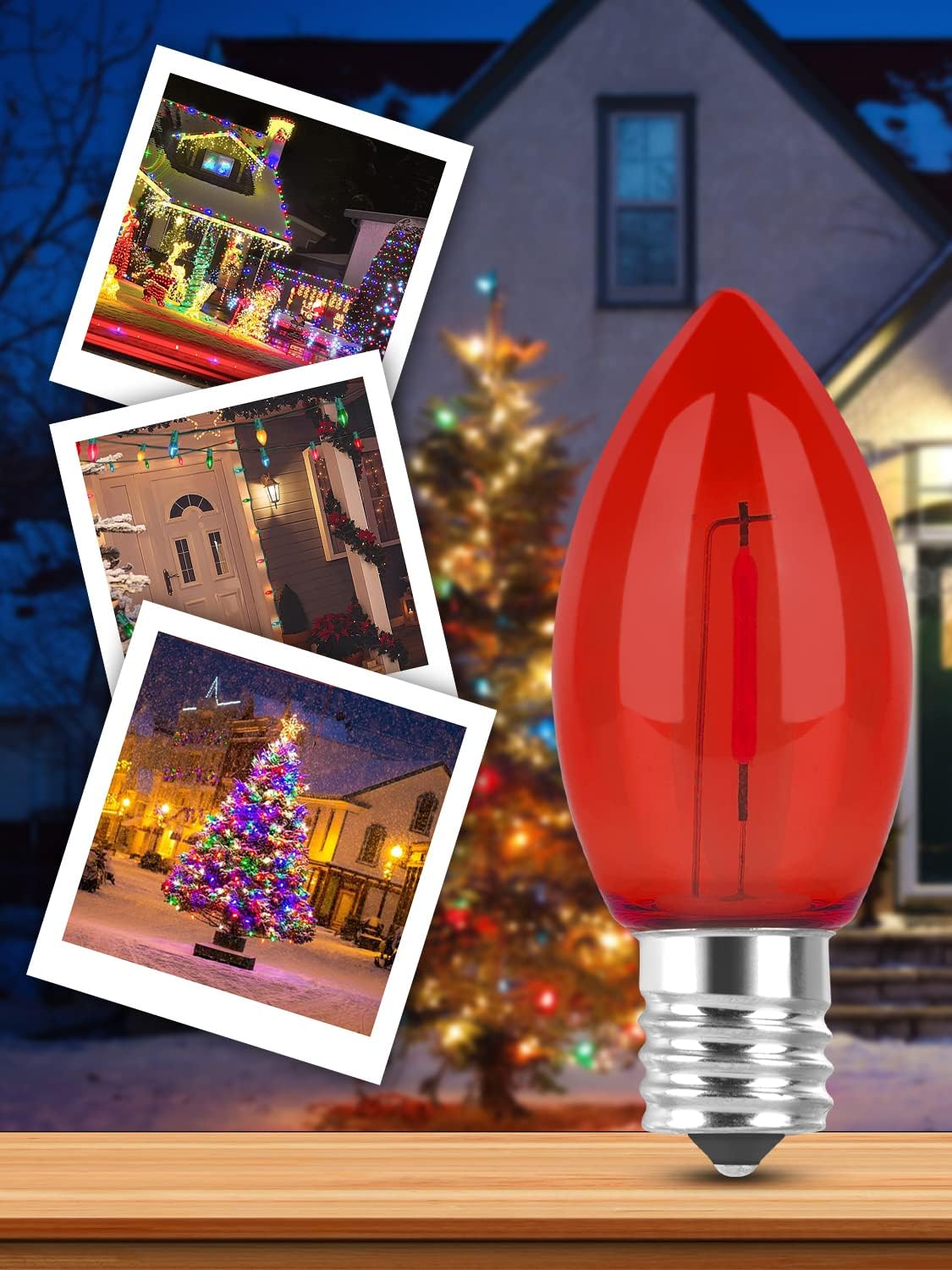 C9 LED Christmas Replacement Bulbs E17 Base Multicolor 25 Pack