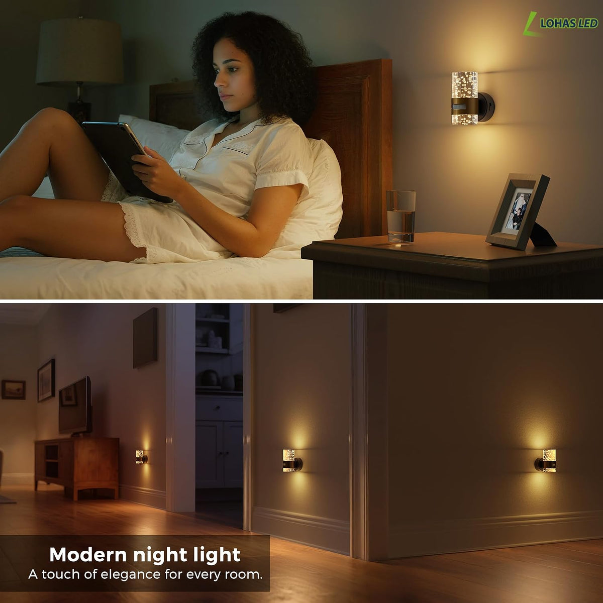 L LOHAS LED Motion Sensor Night Light, Wireless Rechargeable Nightligh