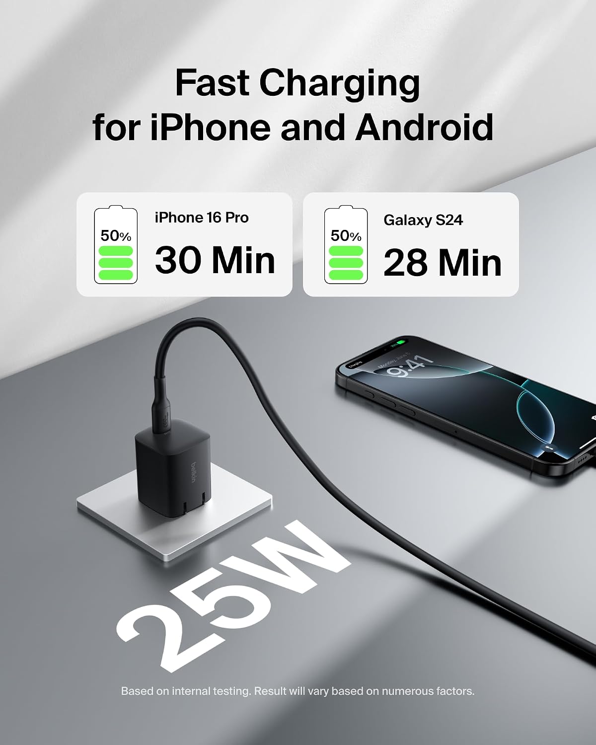 Belkin 25W Compact USB C Charger Block, 2 Pack, Fast Charging for Travel | PD 3.1, Travel Charger, iPad, iPhone 17, Samsung Galaxy, Pixel, AirPods, Apple Watch, Nintendo Switch 2, Foldable Prongs