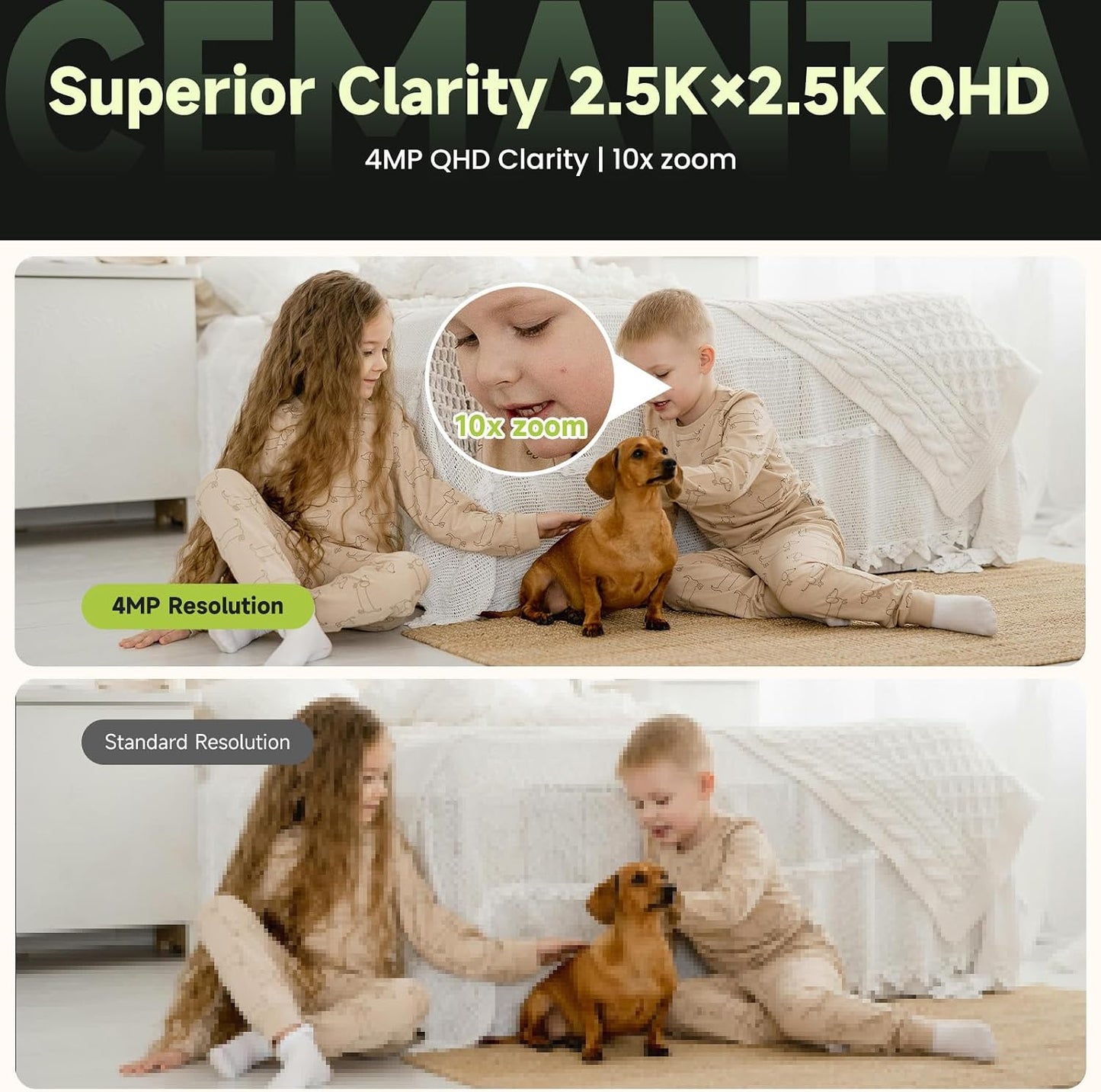 4MP Security Camera Indoor for Pet/Dog/Baby with Phone App | Free Cloud Storage,2.4/5GHz WiFi, 360 PTZ, 2-Way Audio, Color Night Vision, AI Motion Detection,Compatible with Alexa