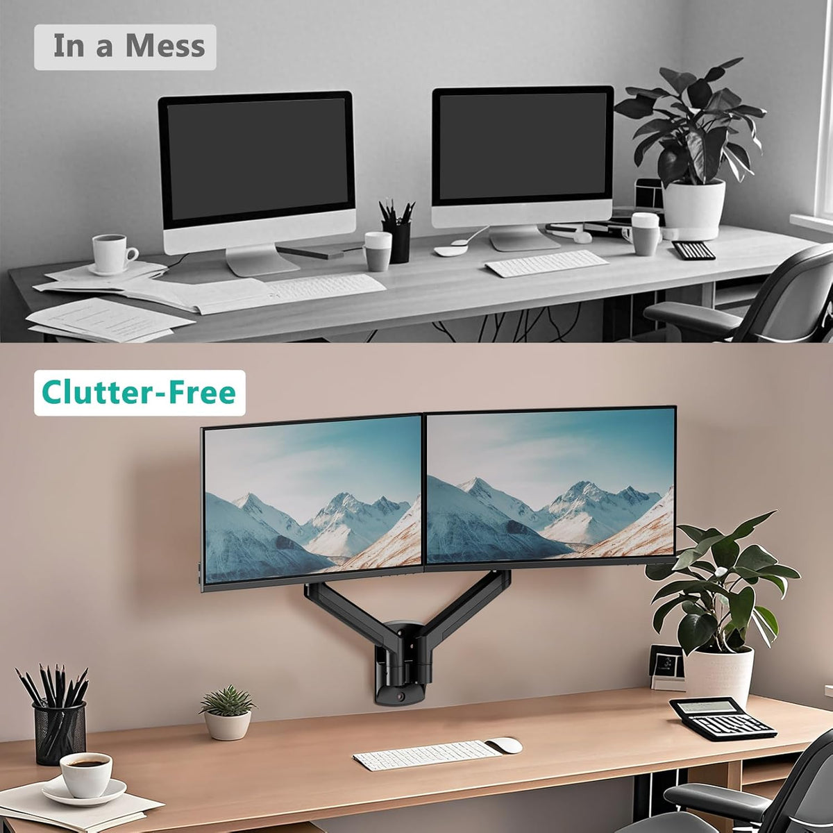 WALI Dual Monitor Wall Mount for 17-32 inch Screens, up to 22 lbs per Arm