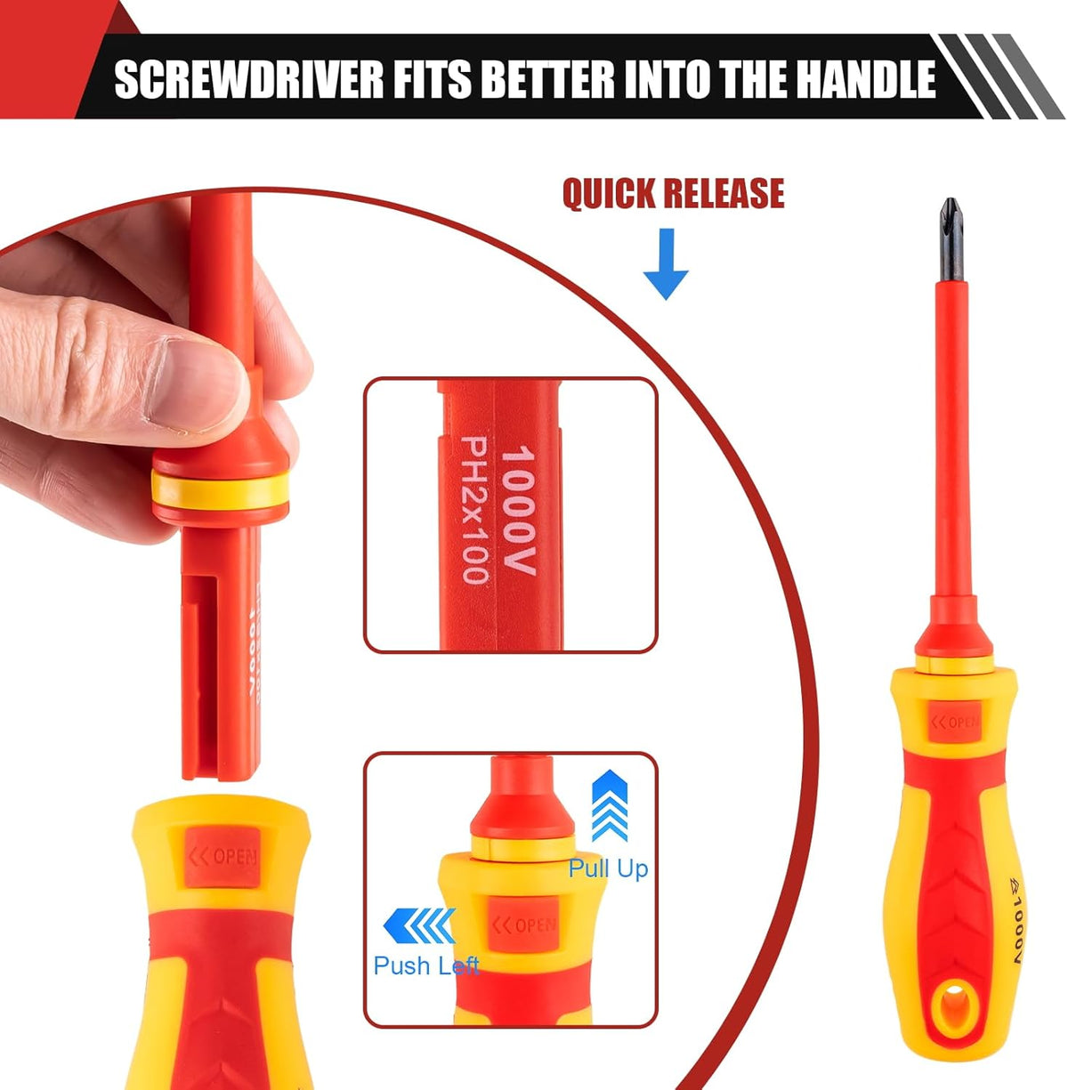 13PCS Electrician Screwdriver Set, 1000V Insulated | S2 Steel Magnetic Tips, PP+TPR Anti-Slip Grip, GPSR Certified. For Industrial Electricians & Electrical Repairs