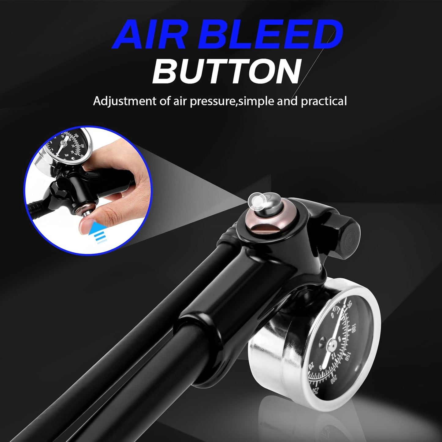 High Pressure Shock Pump: Bike Shock Air Pump with Gauge 400 PSI for Fork and Rear Bicycle Suspension,Mini Mountain Bicycle Pump Fits Schrader Valve