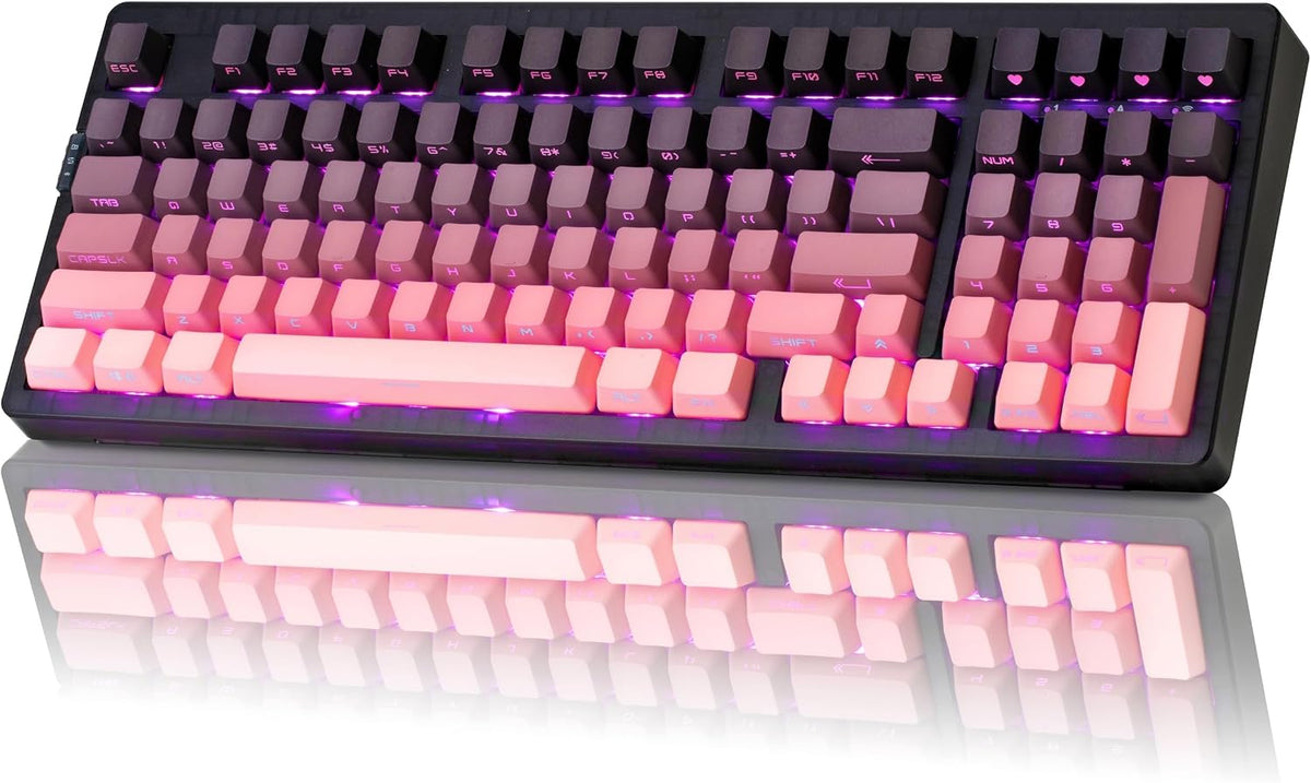 ZORNHER ZH980 Mechanical Keyboard Wireless,95% Pink Creamy Keyboard with Number Pad,Gaming Keyboard with Number Pad,Lighted Up PBT Keycaps,Loud Keyboard Clicky Blue Switches,Full Size