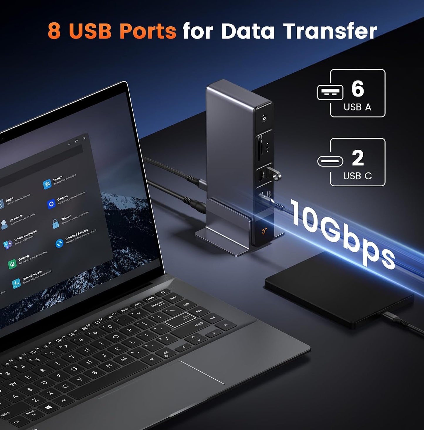 TobenONE USB C Docking Station 3 Monitors, 18-in-1 Triple 4K Display, 150W Power Adapter with 20W Fast Charging, 8 USB Ports up to 10Gbps, 2 HDMI/DP/USB C, for Windows/Chrome OS