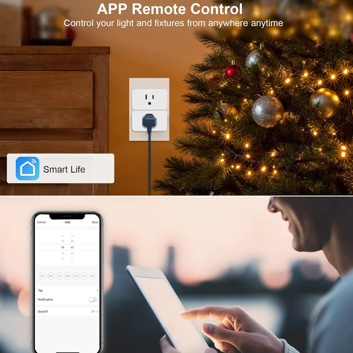 WiFi Smart Dimmable Plug 2 Pack, Smart Plugs for Voice Control, Mini Dimmer Switch Outlet Dimmable LED, CFL, Halogen and Incandescent Bulbs, Lamps, 2.4GHz, No Hub Required