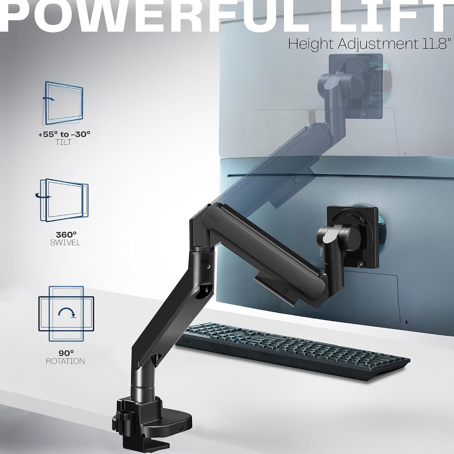 VIVO Heavy Duty Ultrawide Monitor Arm for 57 inch Screens up to 59.4 lbs, Desk Mount TV and Monitor Stand Designed for Samsung Odyssey Ark, Neo G9, ViewFinity S9, and More, Black, STAND-GT57