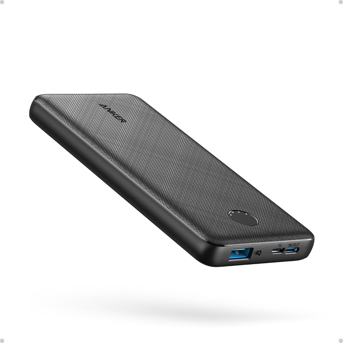 Anker Power Bank, 10,000mAh Portable Charger, PowerIQ USB-C Battery Pack | 5V / 3A High-Speed Charging, for iPhone, iPad, and More, Ultra-Compact Travel-Ready Design (White)