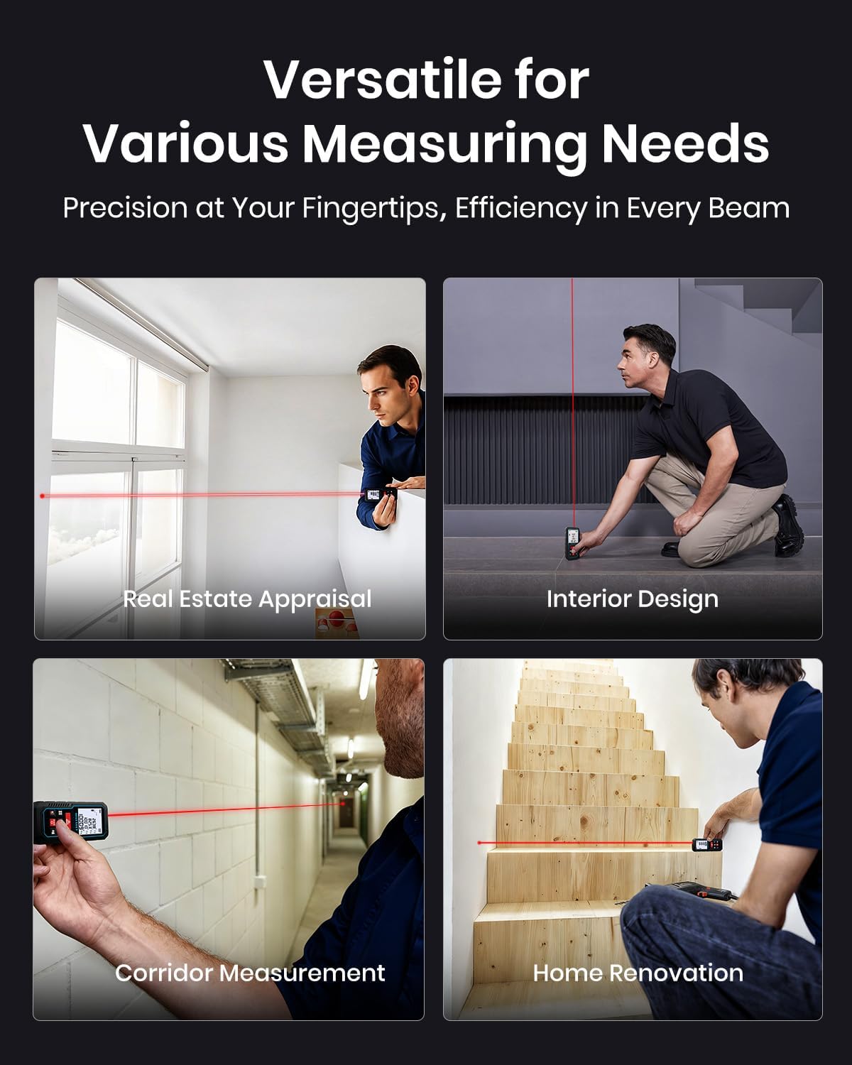 MILESEEY Laser Measure, 229ft Laser Measuring Tool with Angle Sensor | 2mm Accuracy, Distance/Area/Volume/Pythagorean Measurement, 2" LCD Backlit, Ft/In/Ft+In/M Unit Switching, Battery Included