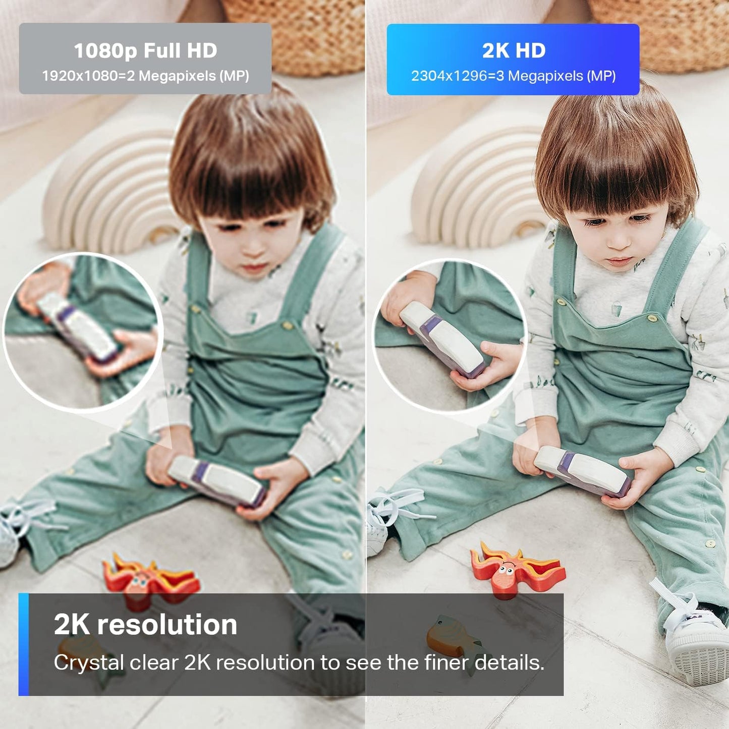 Tapo 2K Indoor Security Camera for Baby Monitor, Dog Camera w/Motion Detection, 2-Way Audio Siren, Night Vision, Cloud & SD Card Storage(Up to 512GB), Works w/Alexa & Google Assistant C110