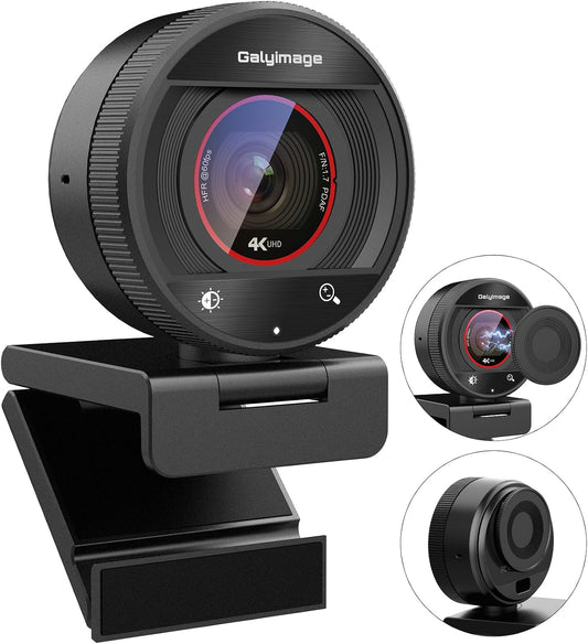 4K Webcam for PC Computer PDAF Autofocus with Built-in Microphone Windows | 1080P@60fps, Privacy Cover, Dual Noise Cancel Mics, 8X Digital Zoom, 78° FOV, Compatible Zoom Teams Twitch Google Meet