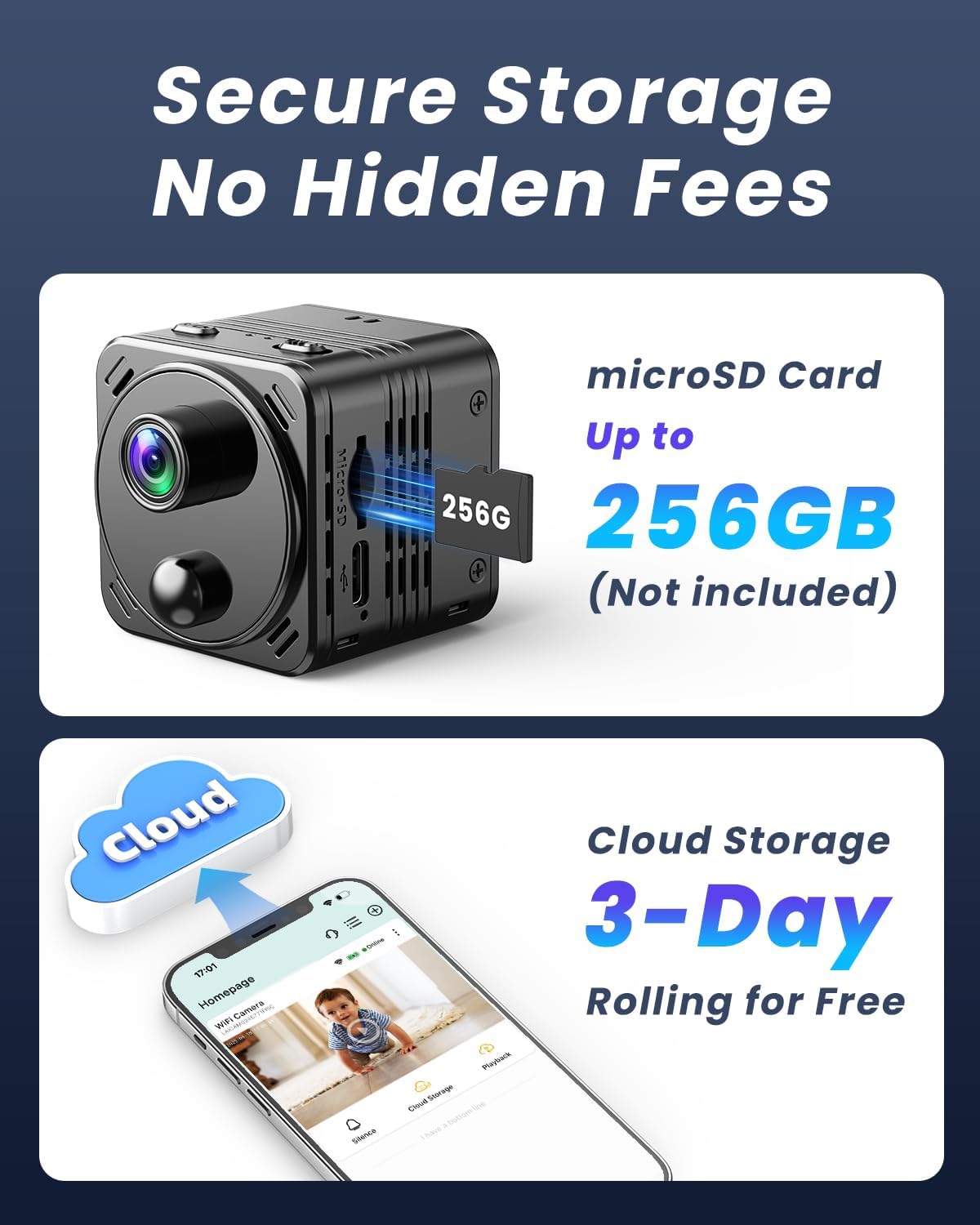 VIDCASTIVE 4K Mini Hidden Camera Dual-Band 2.4/5GHz WiFi Indoor Security Camera with AI Human Detection, Night Vision, Cloud/SD Storage, Up to 150 Days Standby Battery Life