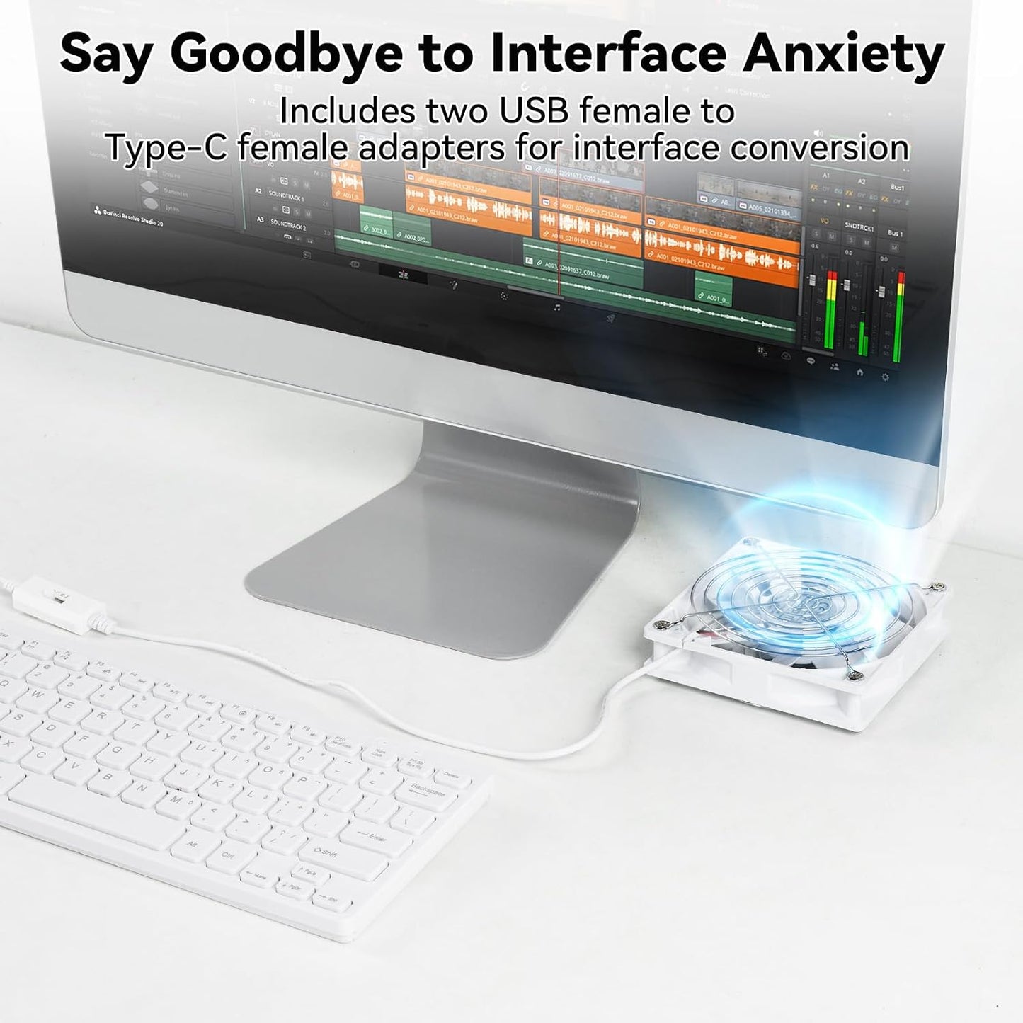aceyoon 120mm USB Fan, 5V Computer Cooling Fan with Speed Control Portable Mini USB Fan for Laptop Receiver DVR Xbox TV Box Computer Cabinet Cooling, White