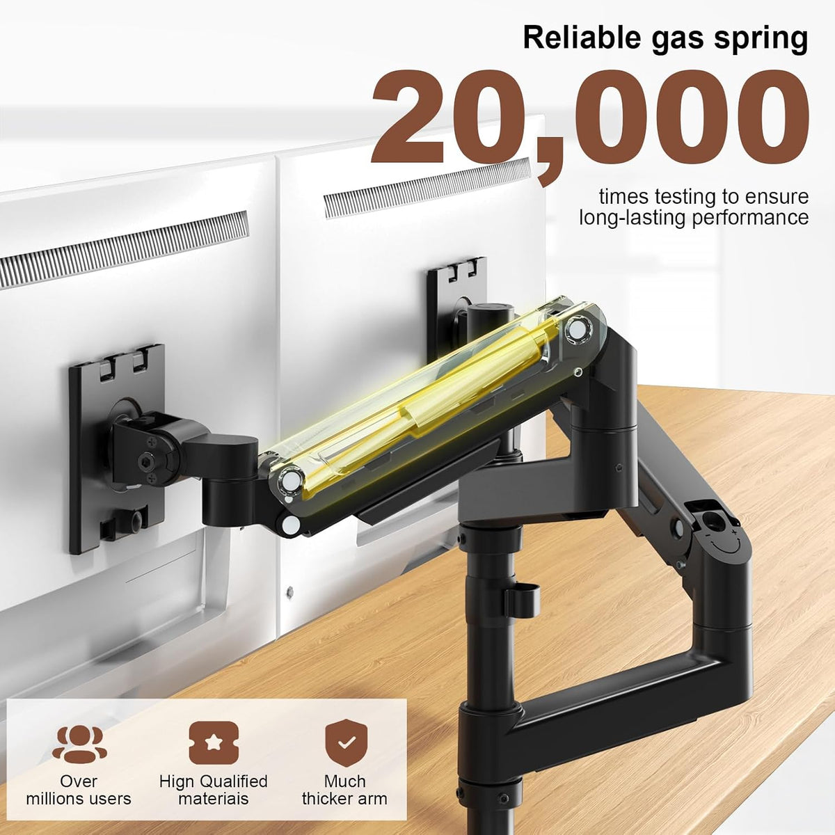 Heavy Duty Dual Monitor Arm for 17-49" Screens, Vertical Stack, 44lbs
