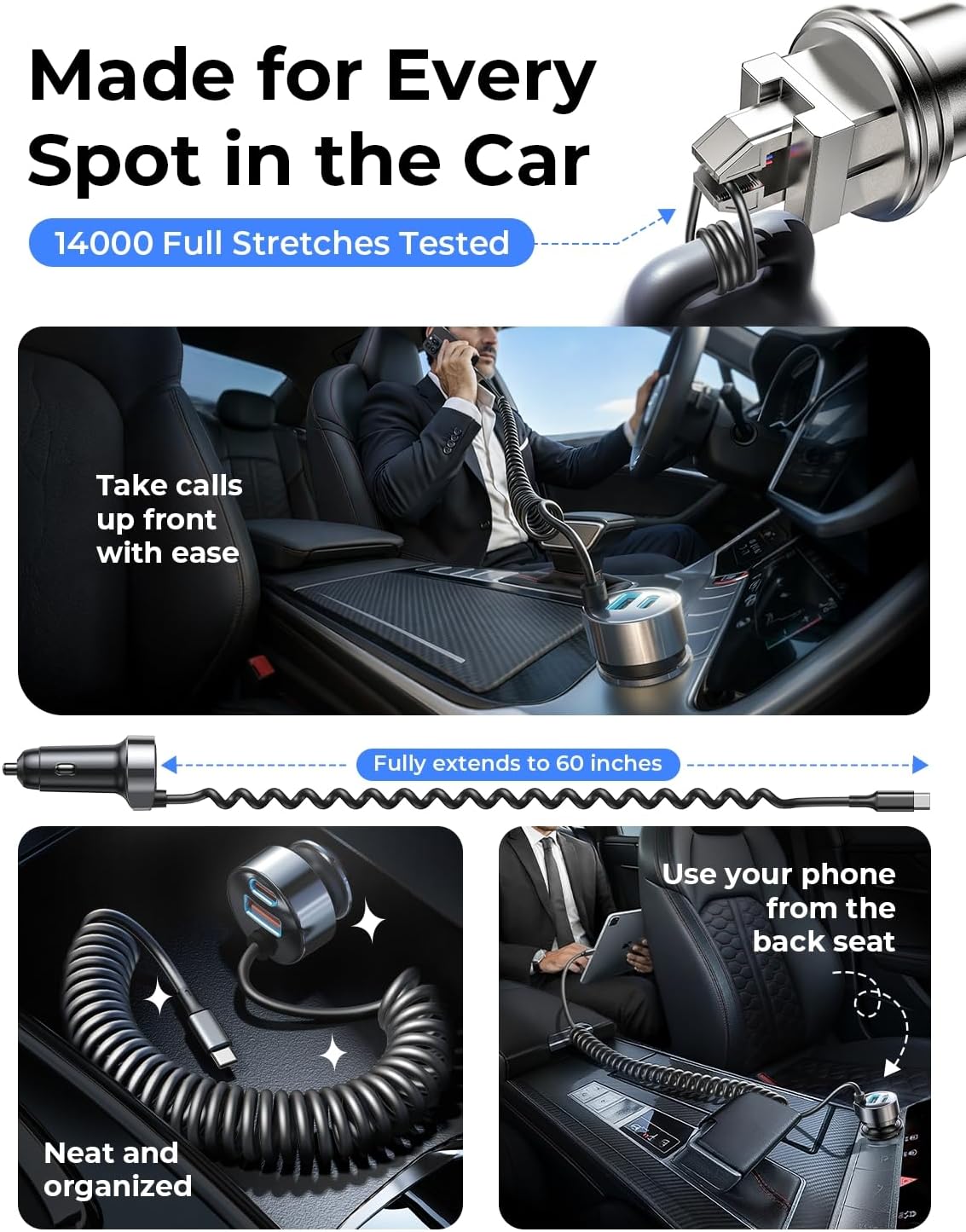 LISEN 90W for iPhone 17 16 15 Pro Max Car Charger USB C Fast Charge | Super Fast for iPhone 17e 16e Cigarette Lighter USB C Adapter for iPhone 17 Pro Max,Samsung Galaxy S26 Ultra, Car Accessories