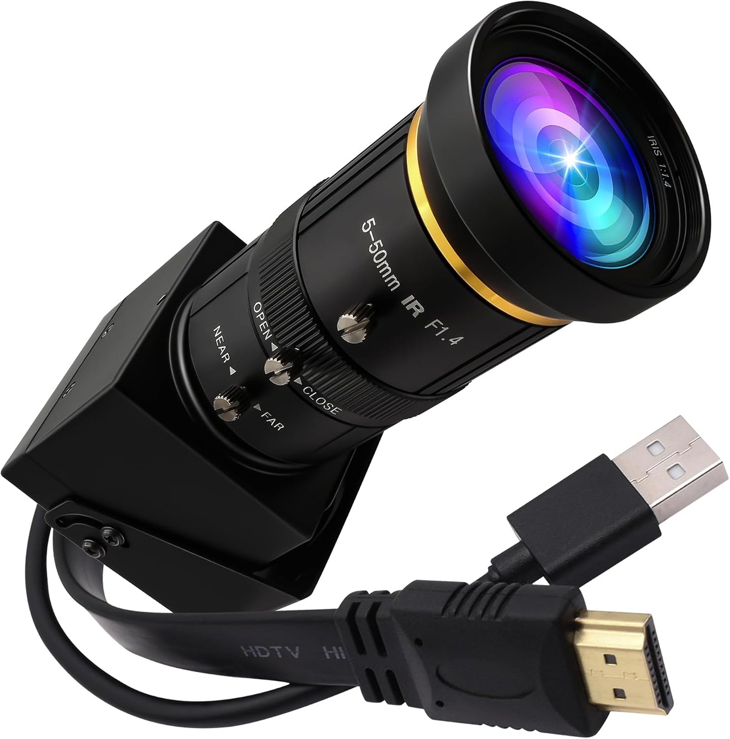 ELP 4K HDMI USB Camera Manual Zoom Webcam Dual Output Telephoto Camera for Computer TV Projector 5-50mm 10X Zoom Camera Mini Lightburn Camera Industrial USB Security Camera for Laptop Pi Jetson Nano