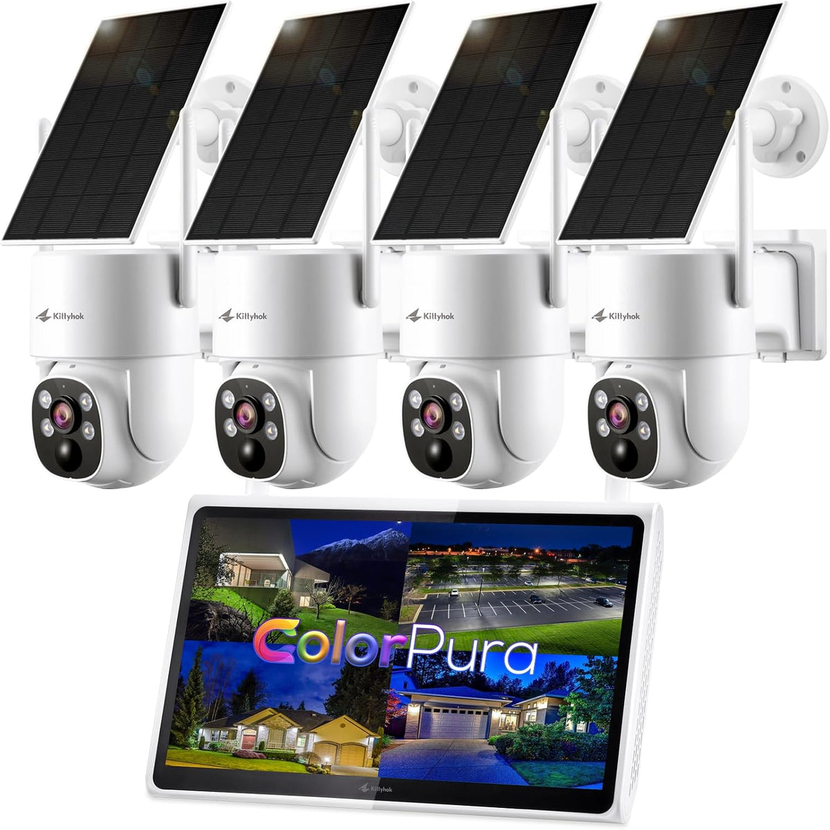 Kittyhok Solar Wireless Security Camera System, 2K PTZ ColorPura Camera