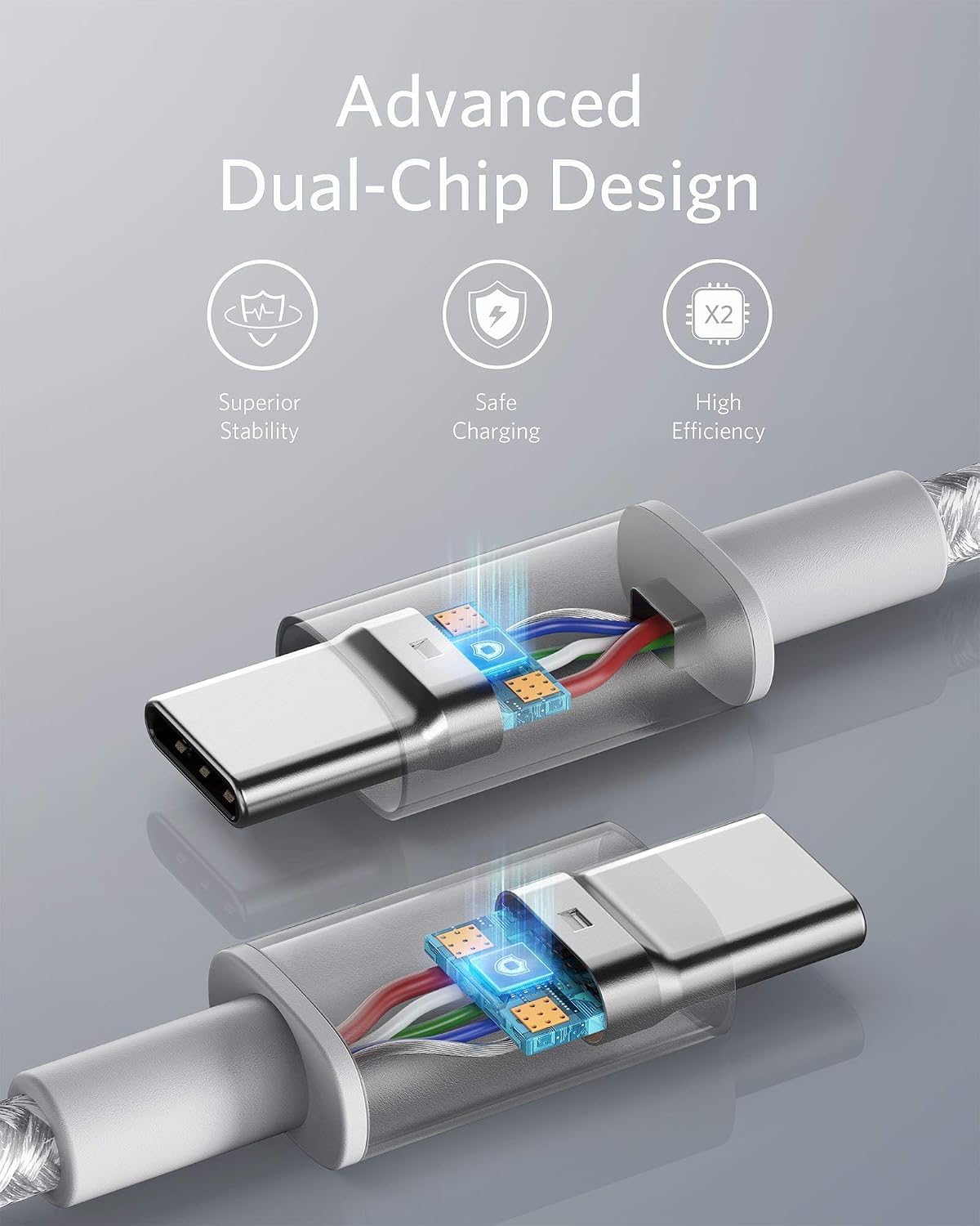 Anker USB C to USB C Cable, 100W Fast Charging Cable(1-Pack, 10 ft, Silver) | For iPhone 17 / 17 Pro, MacBook, and More