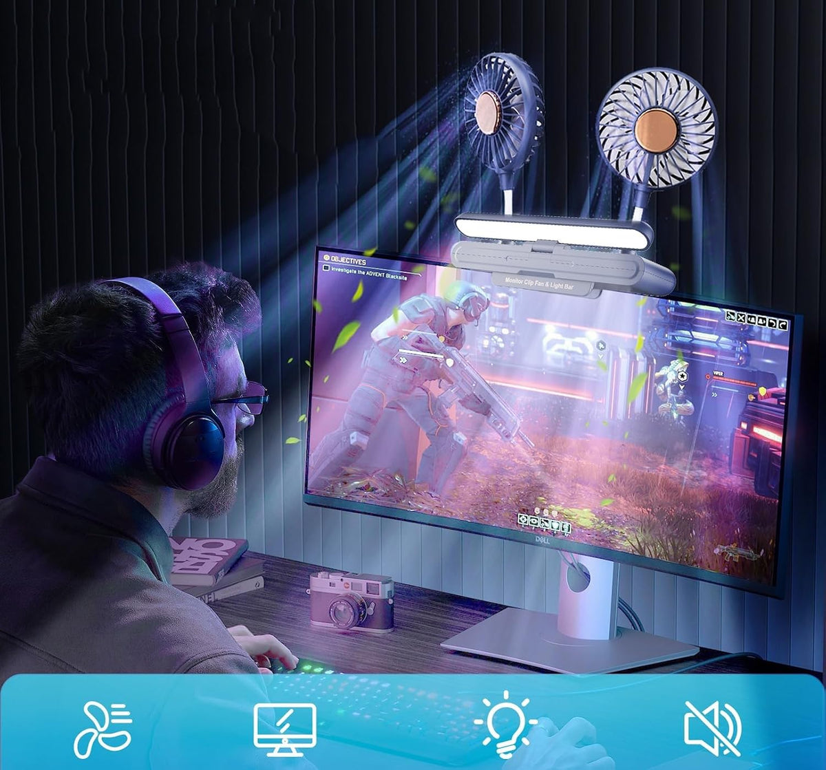 USB Monitor Clip on Fan Deepsea Blue