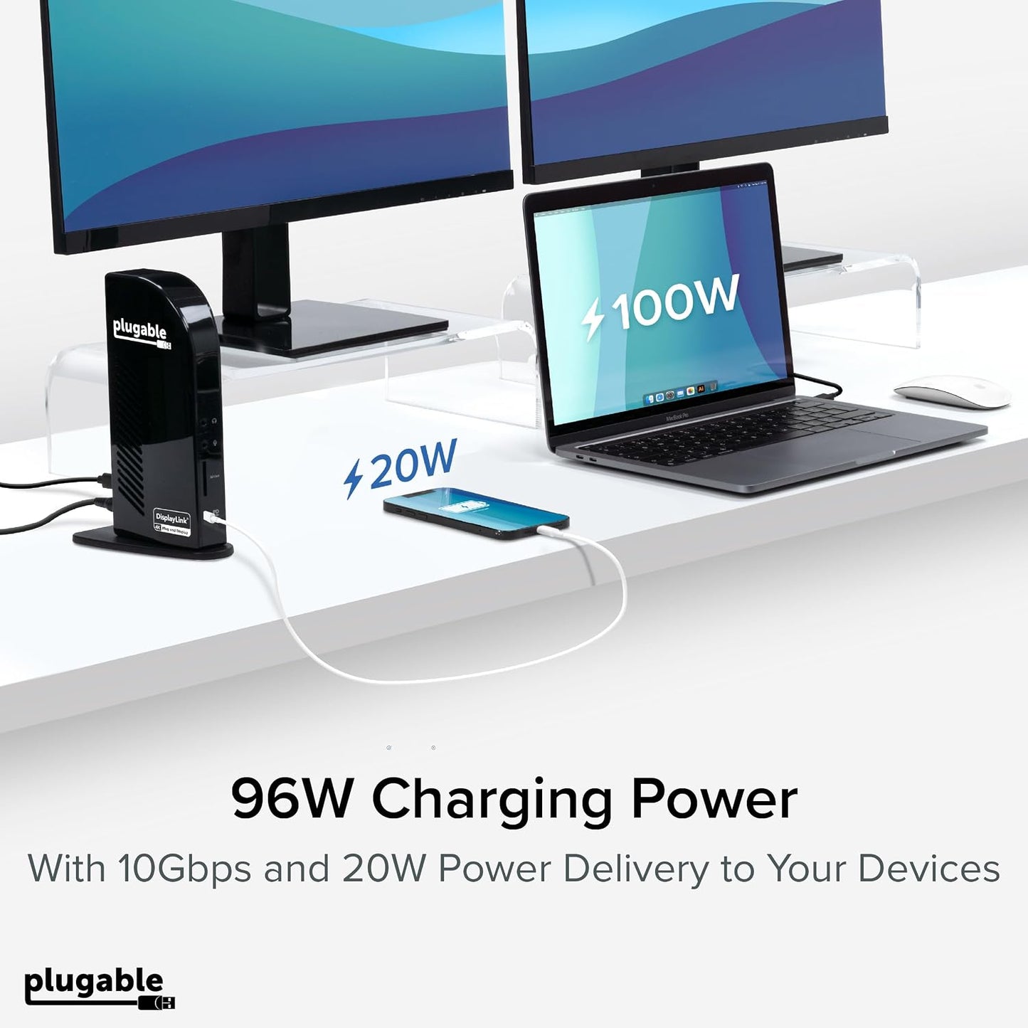 Plugable 13-in-1 USB C Docking Station 4K Triple Monitor with 100W Power Delivery | USB C Dock for Windows, Mac, ChromeOS, Thunderbolt | Driver Required | 3X HDMI and 3X DisplayPort (UD-ULTC4K)